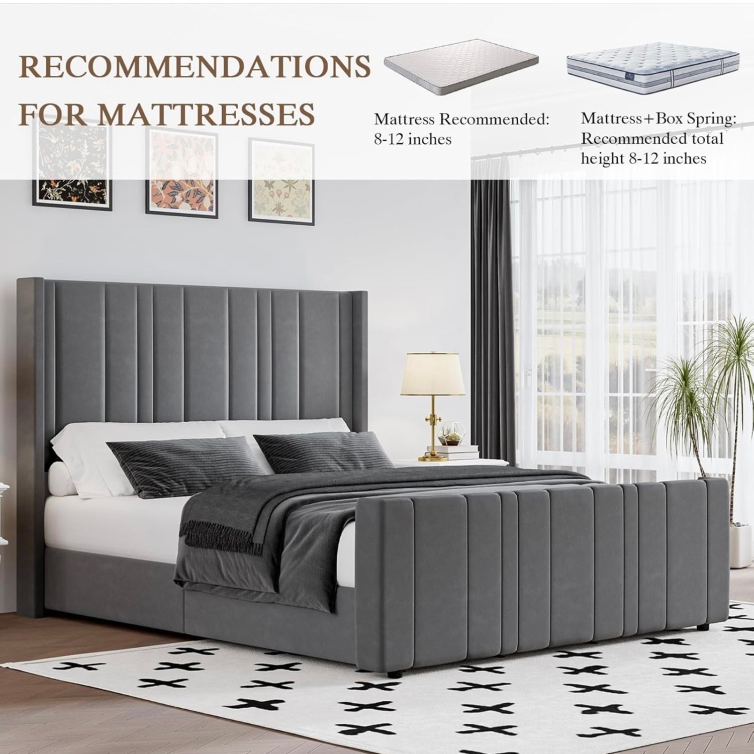 Queen Upholstered Bed Frame - image-4