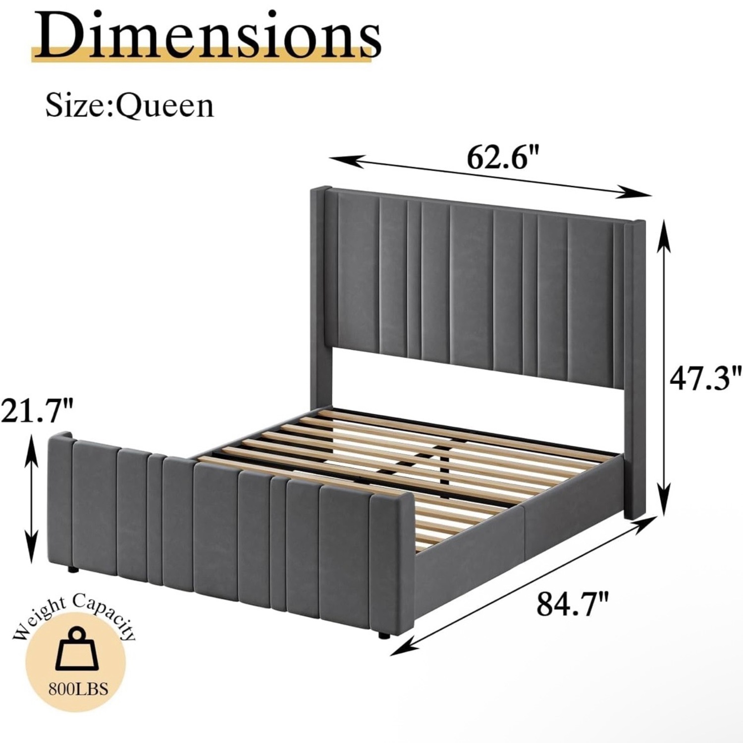 Queen Upholstered Bed Frame - image-3