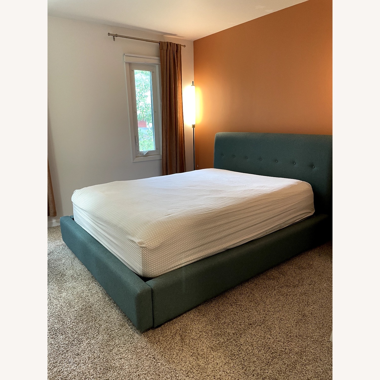 Joybird Alvin Teal Upholstered Queen Storage Bed - image-1