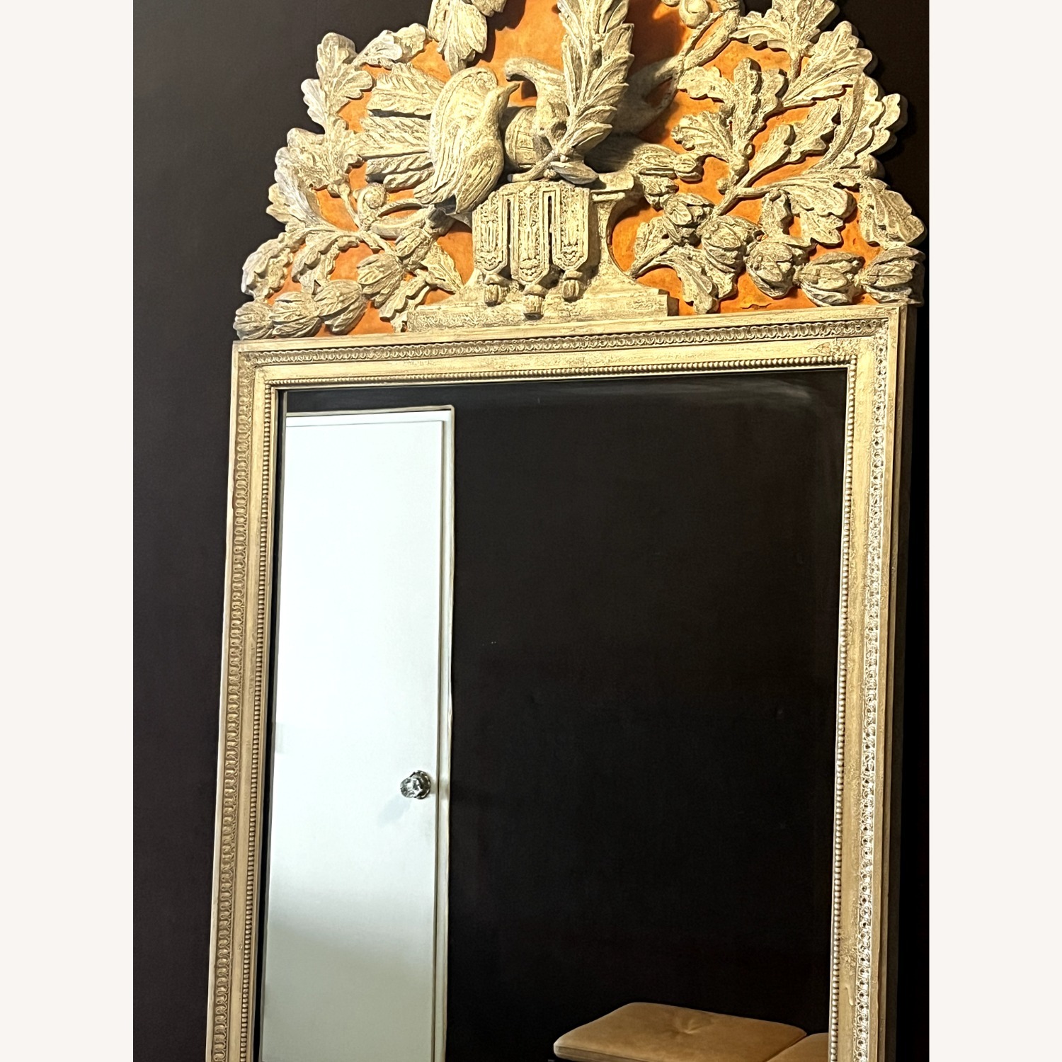 Vintage Wall Mirror With Ornate Crest  - image-3