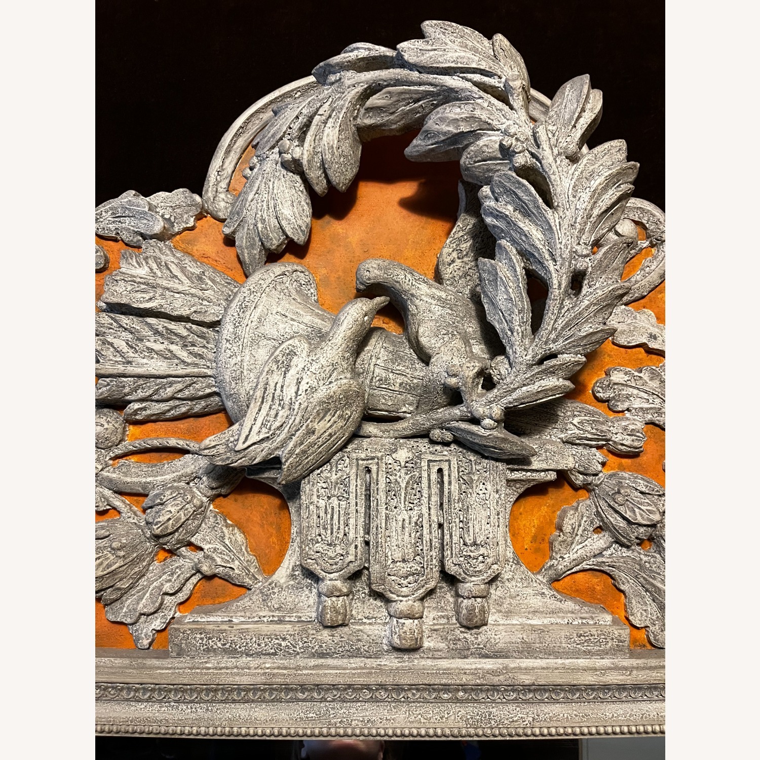 Vintage Wall Mirror With Ornate Crest  - image-1