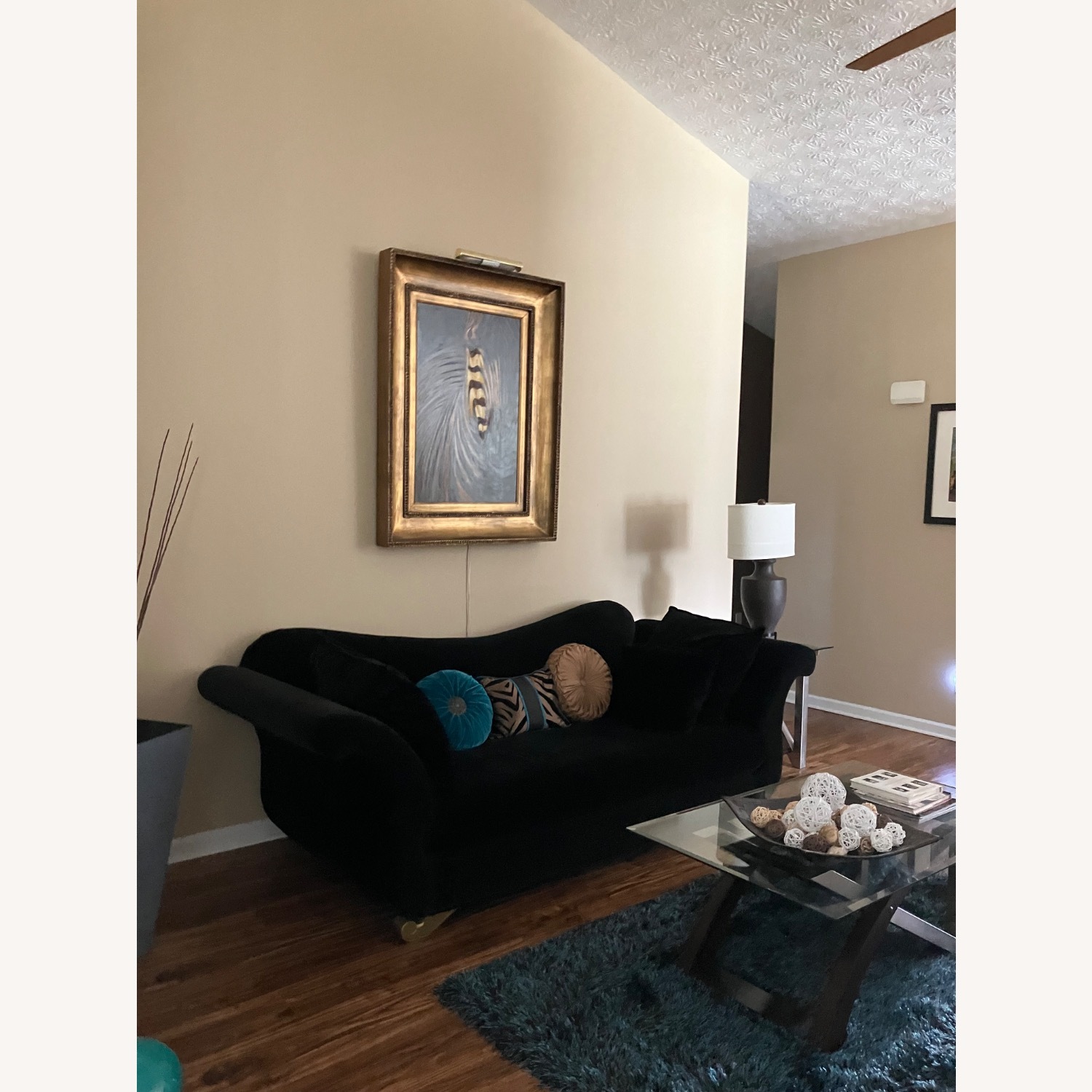 Elegant Black Velvet Sofa - image-2