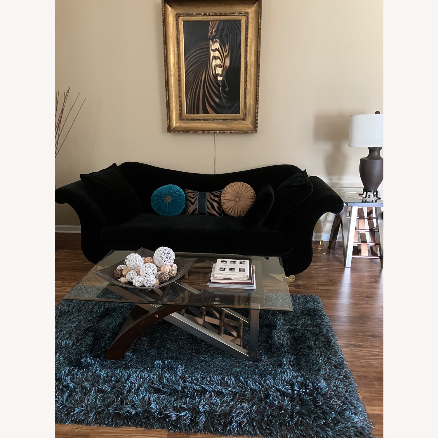 Elegant Black Velvet Sofa - image-1