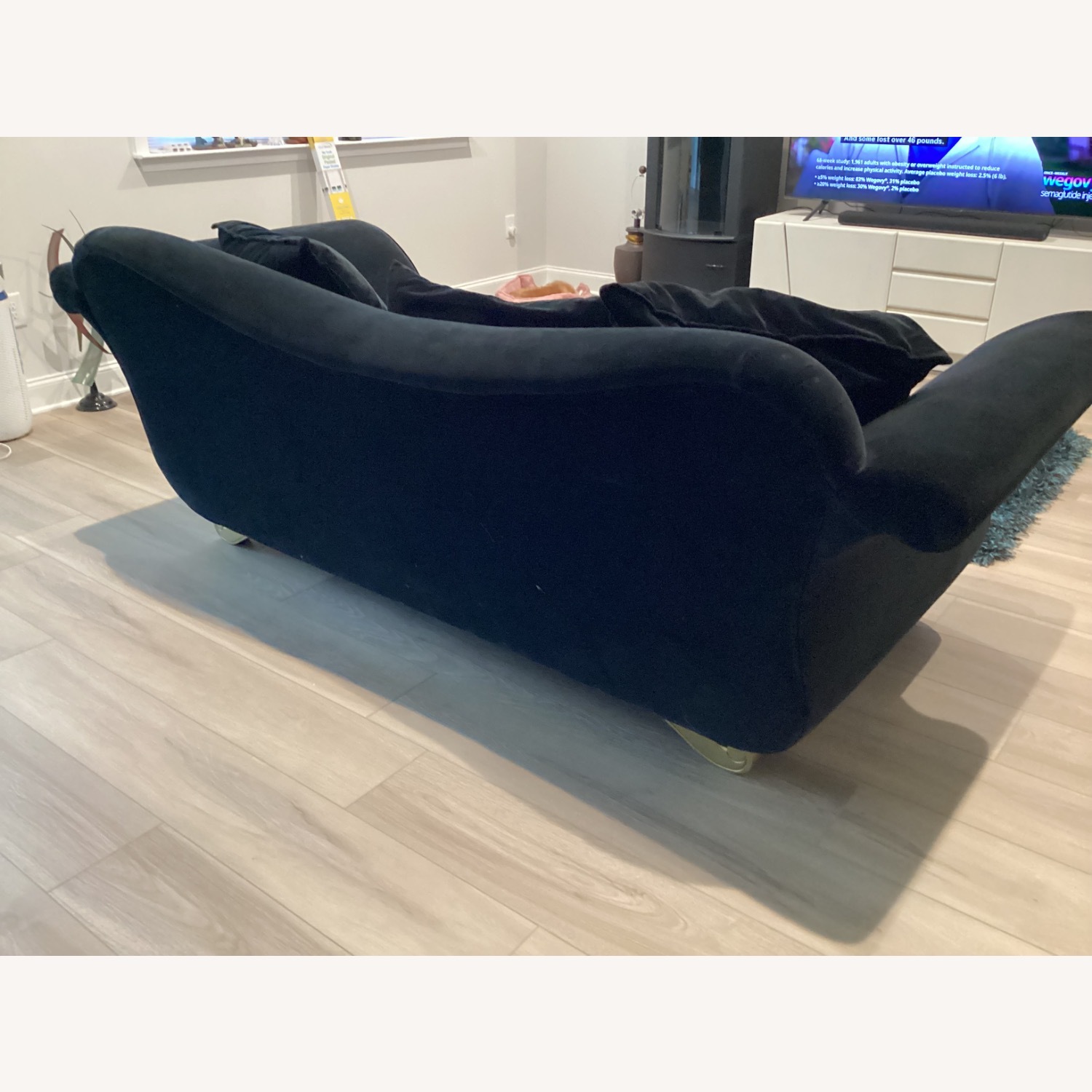 Elegant Black Velvet Sofa - image-3