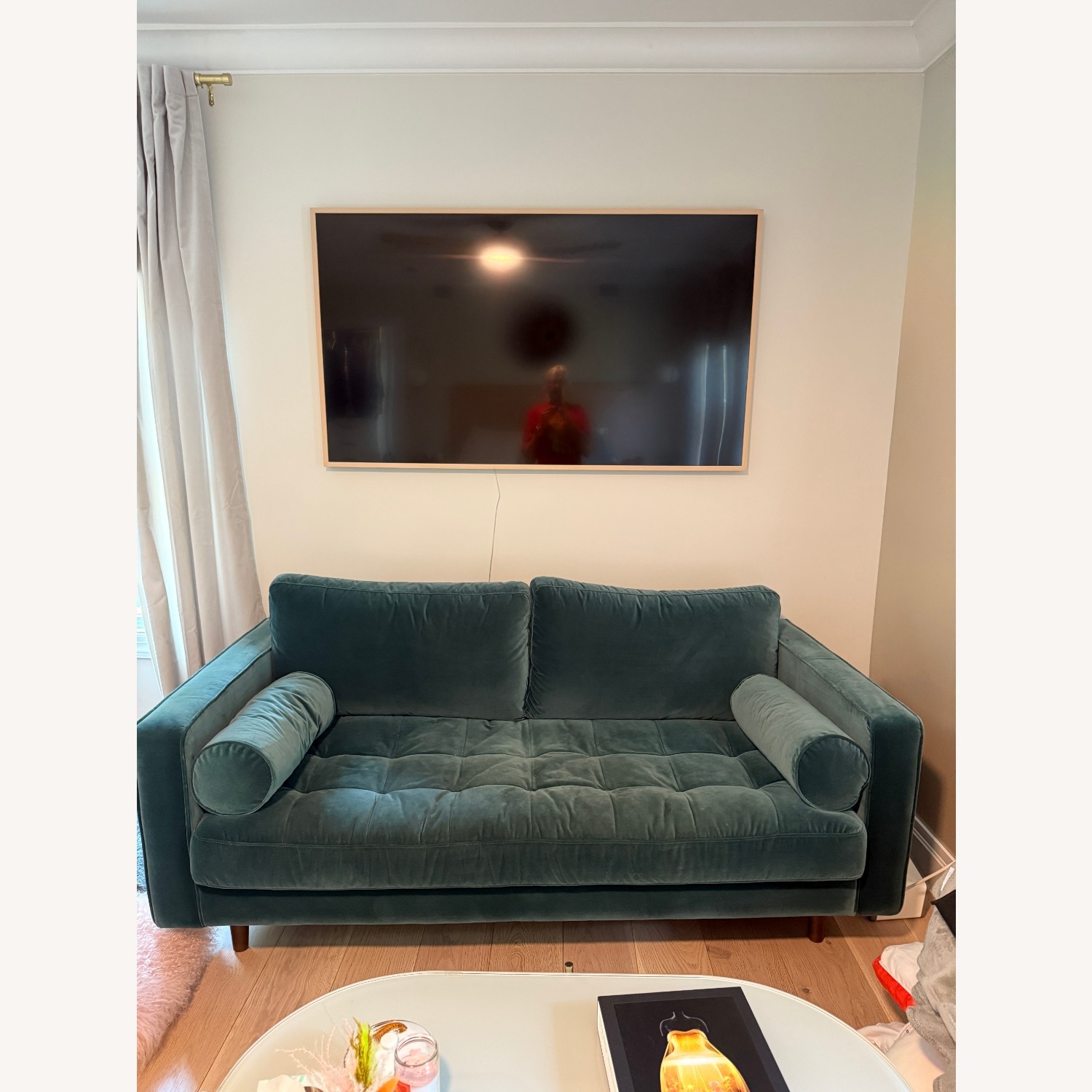 Article Teal Velvet Loveseat - image-5