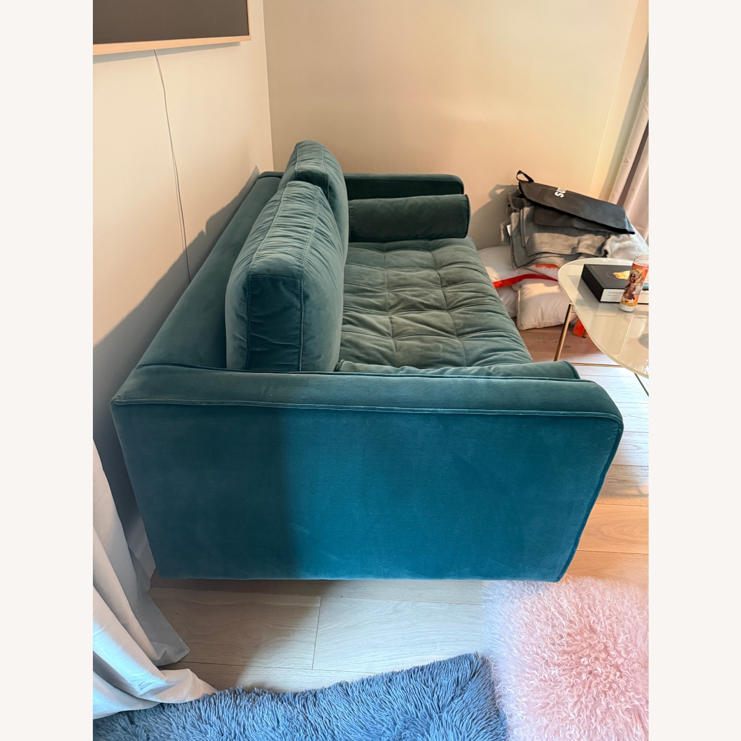 Article Teal Velvet Loveseat - image-2