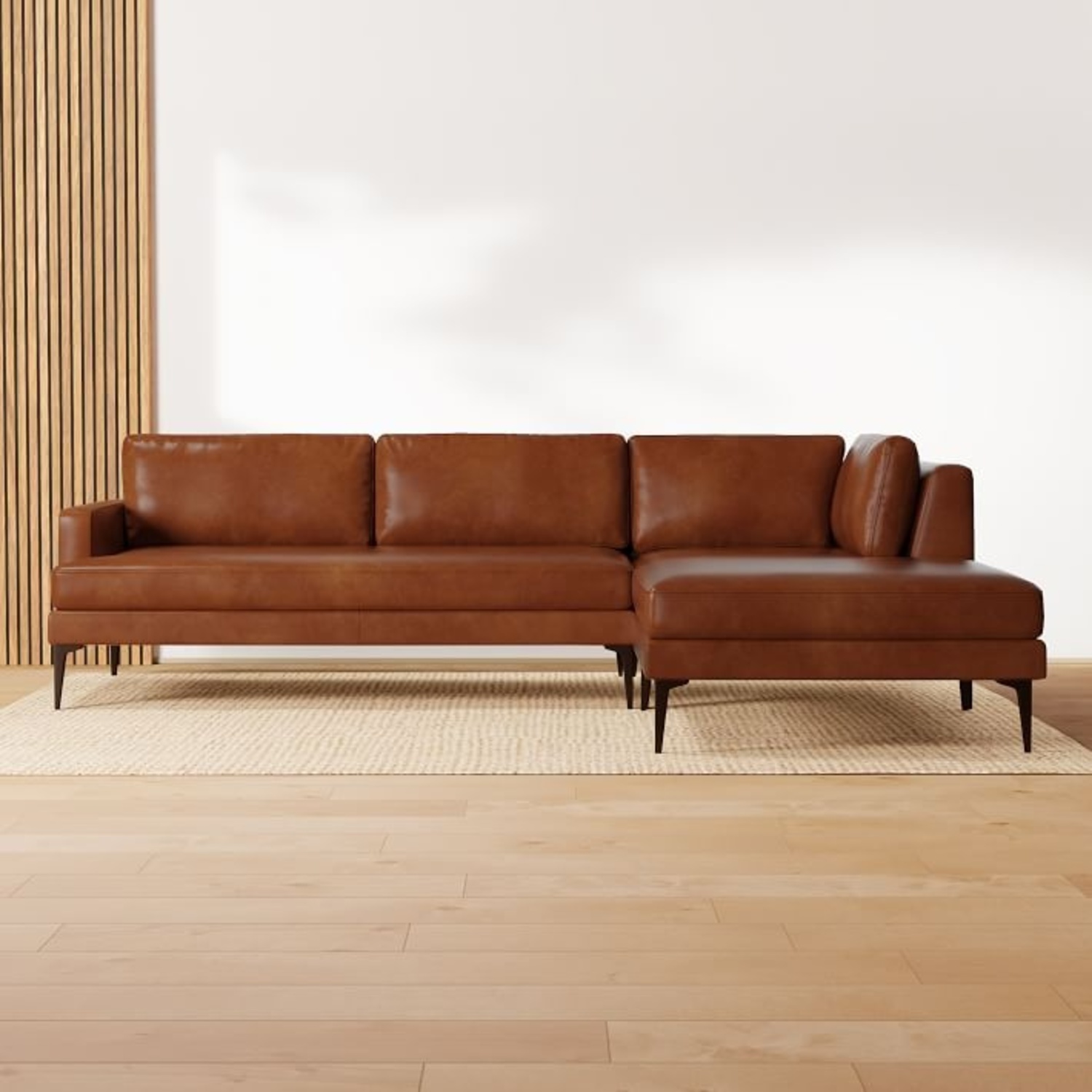 West Elm Vegan Saddle Leather Sectional - image-5