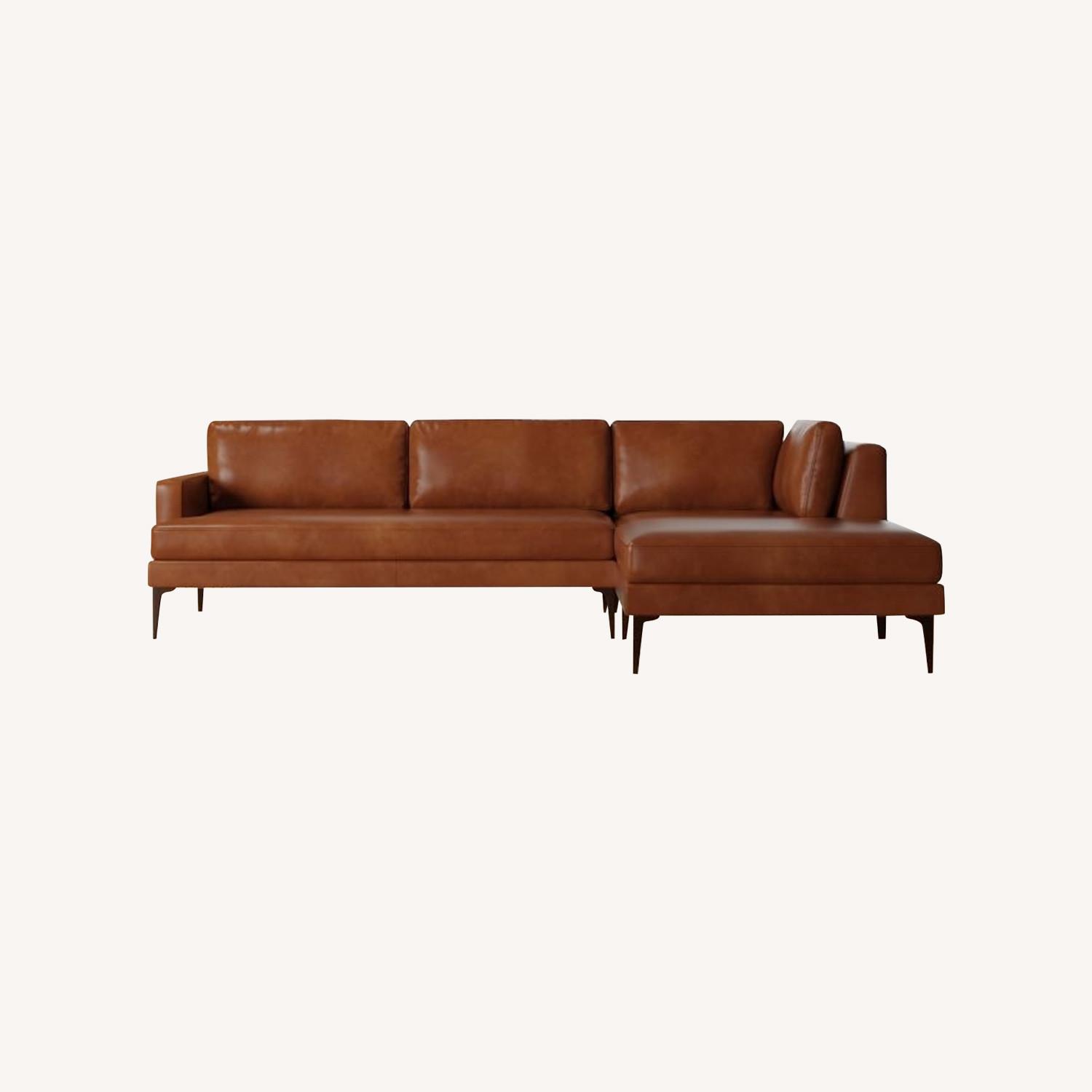 West Elm Vegan Saddle Leather Sectional - image-0
