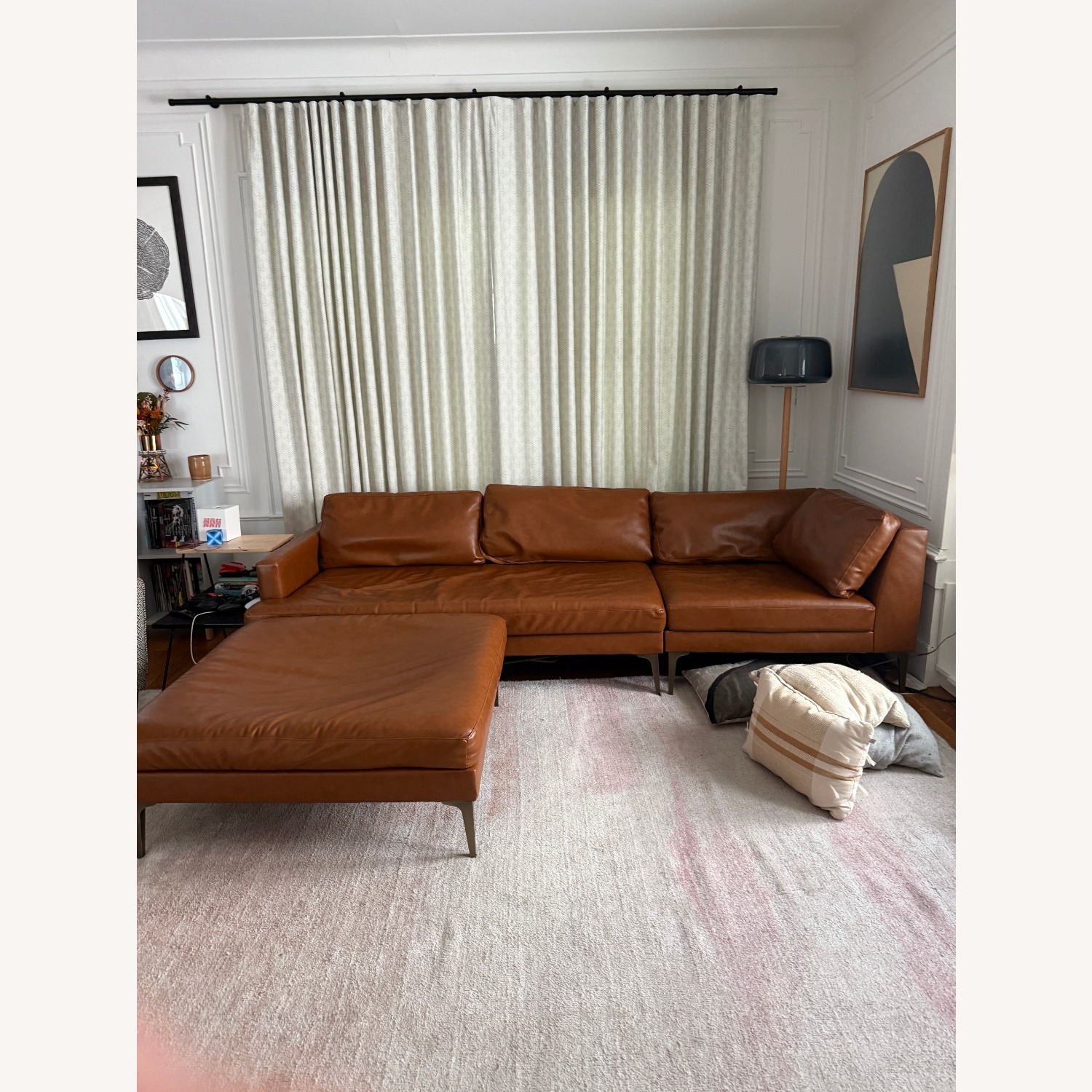 West Elm Vegan Saddle Leather Sectional - image-1