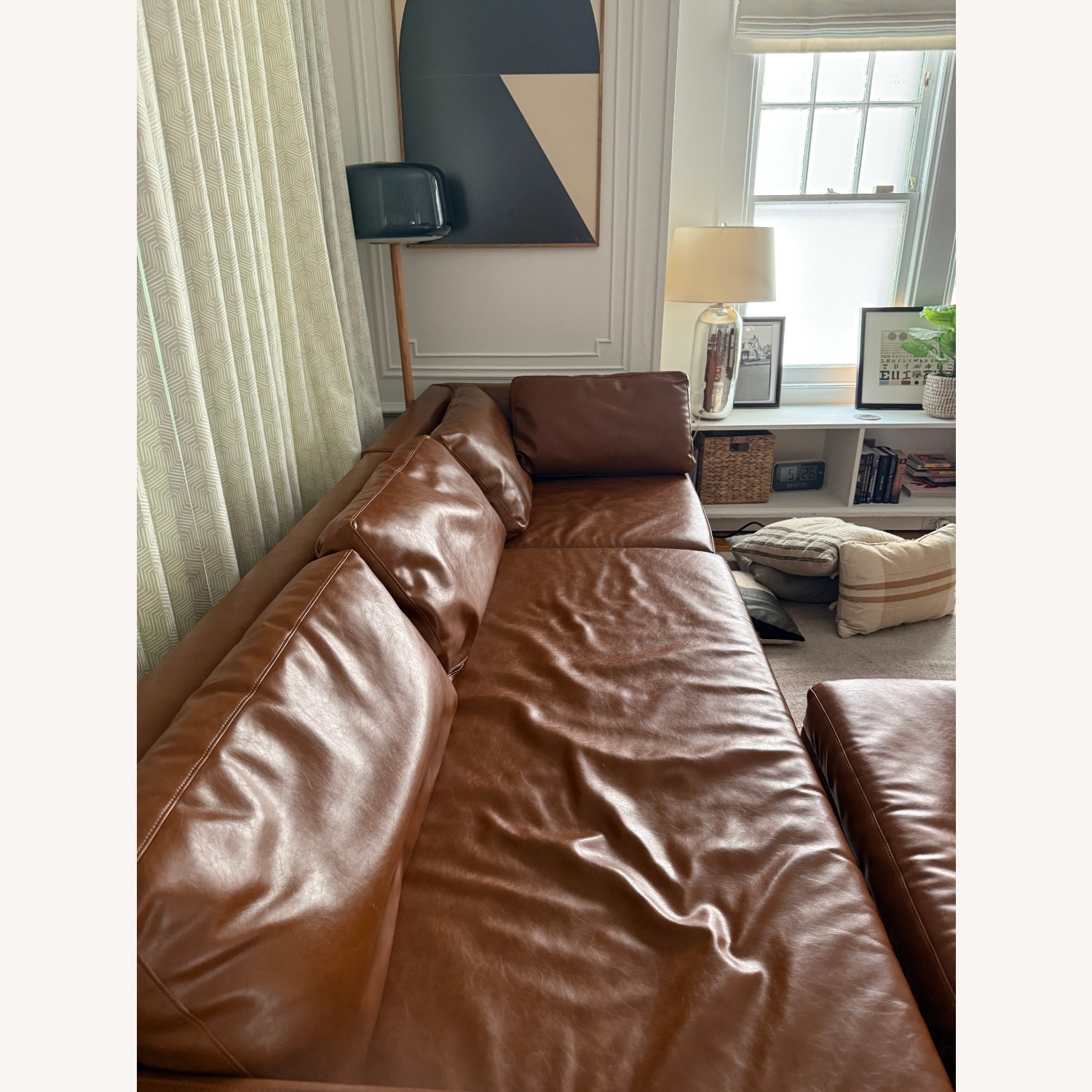 West Elm Vegan Saddle Leather Sectional - image-3