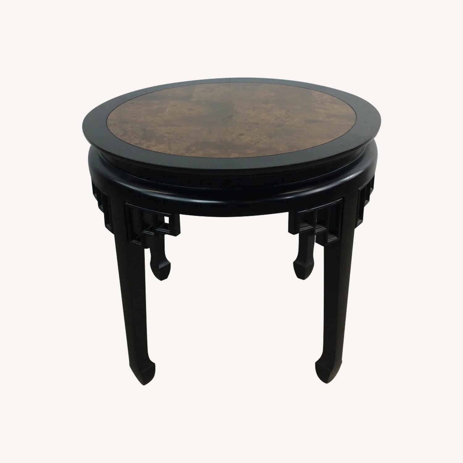Mid Century Ming Style End Table with Burl Top - image-0