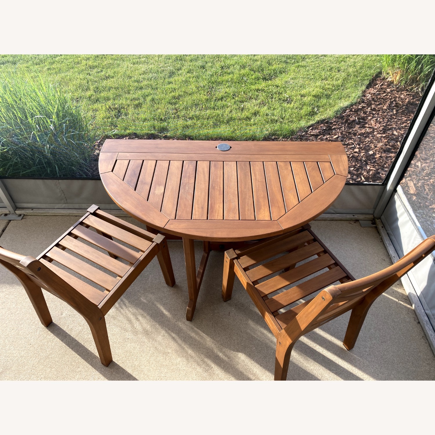 Outdoor Patio Table and Chair Set - Teak - image-4