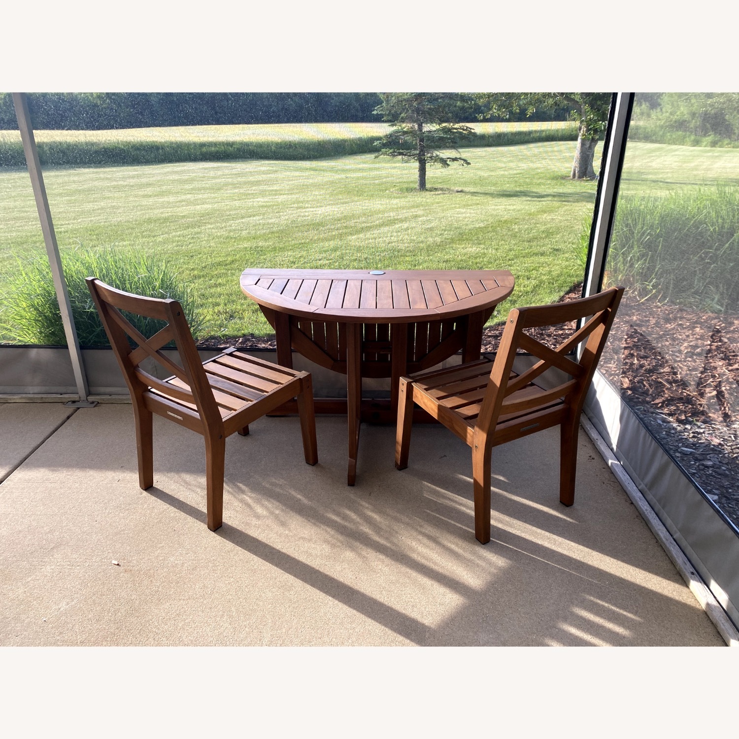 Outdoor Patio Table and Chair Set - Teak - image-1