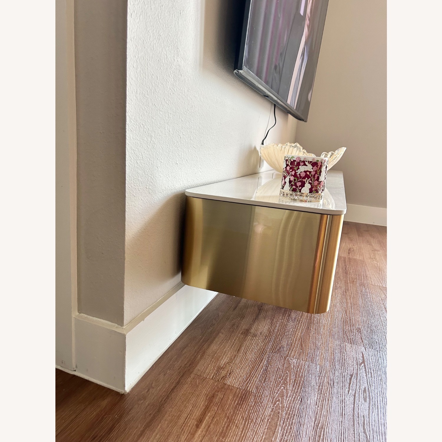 White & Gold Marble TV Stand  - image-2