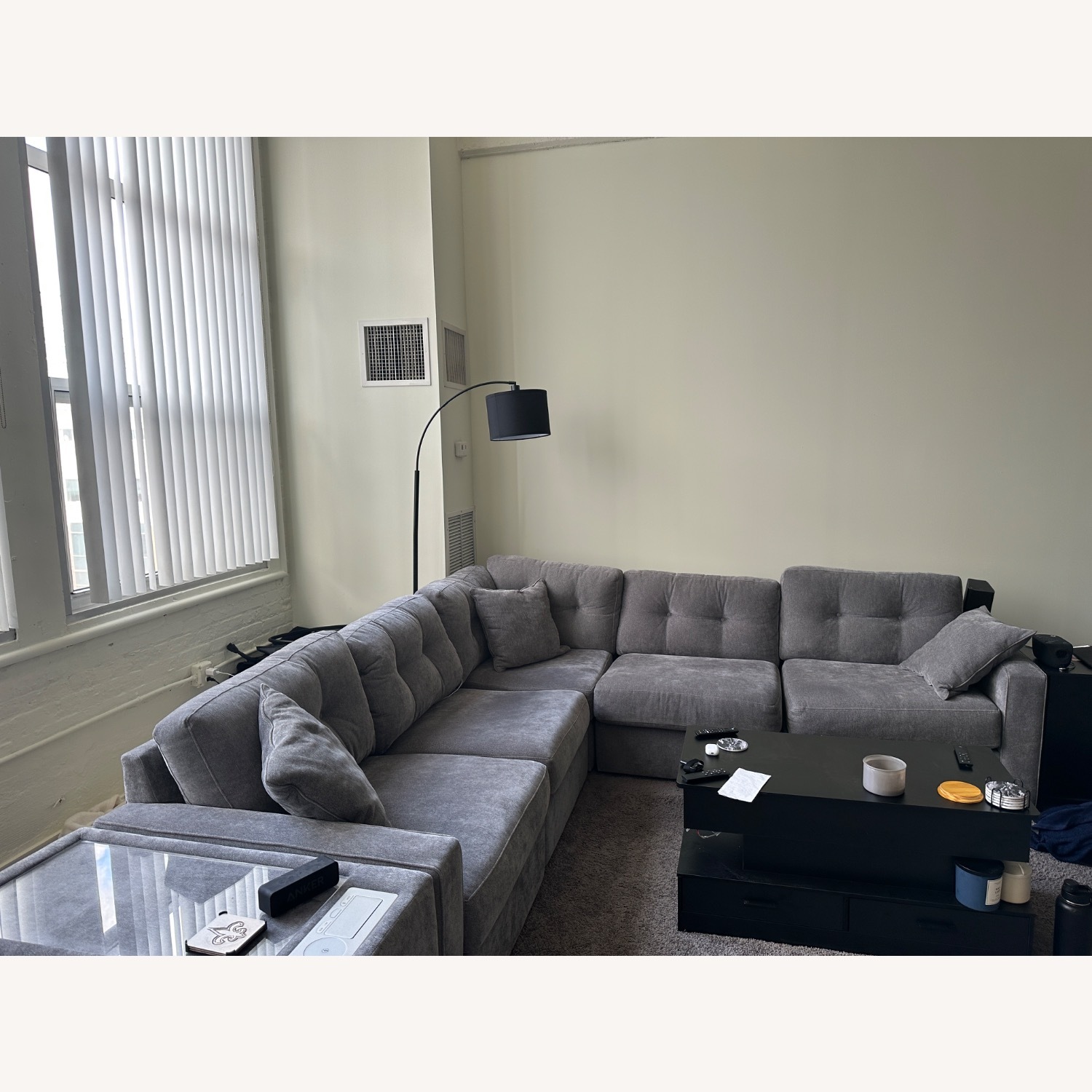 Gray 5 Piece Sectional W Charging Console - image-2