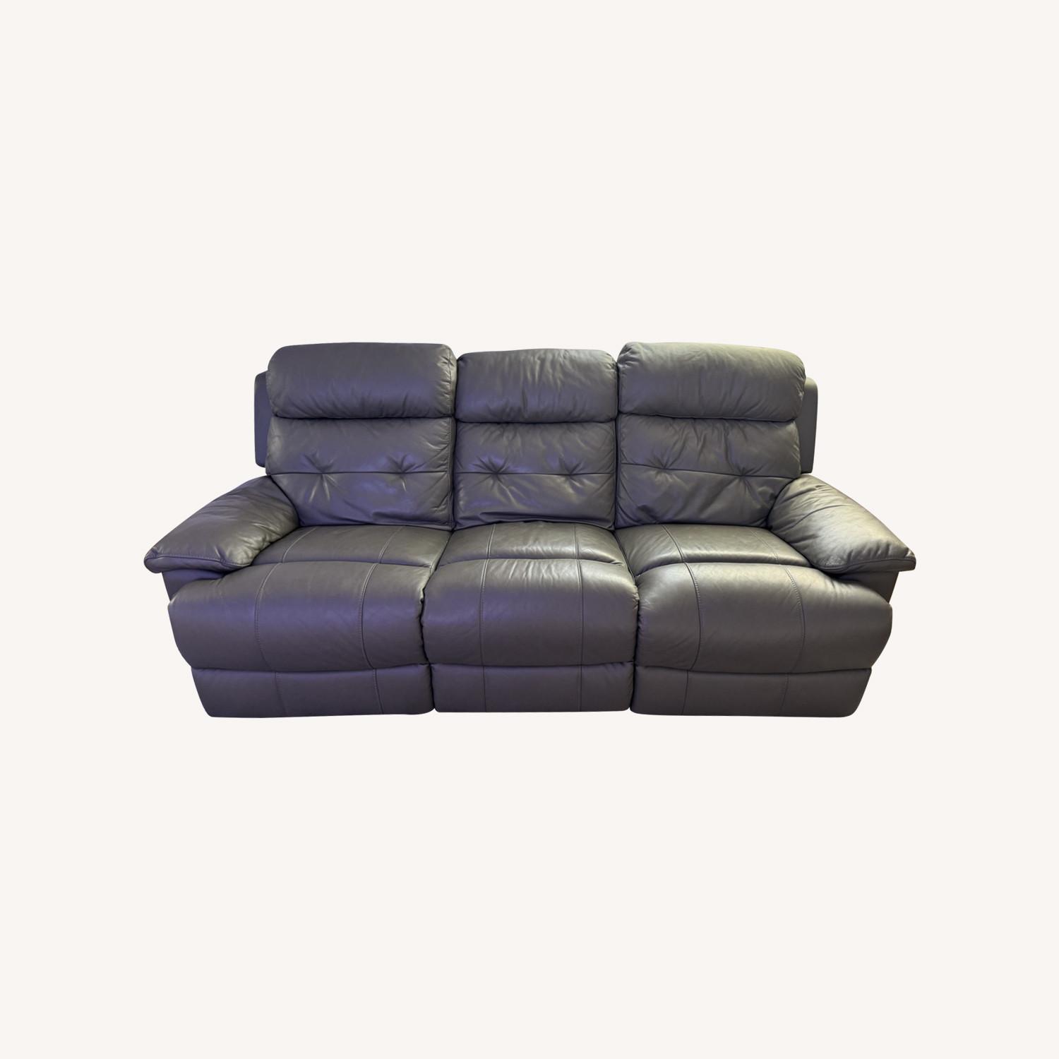 Lambent Leather Reclining Sofa (Gray) - image-0