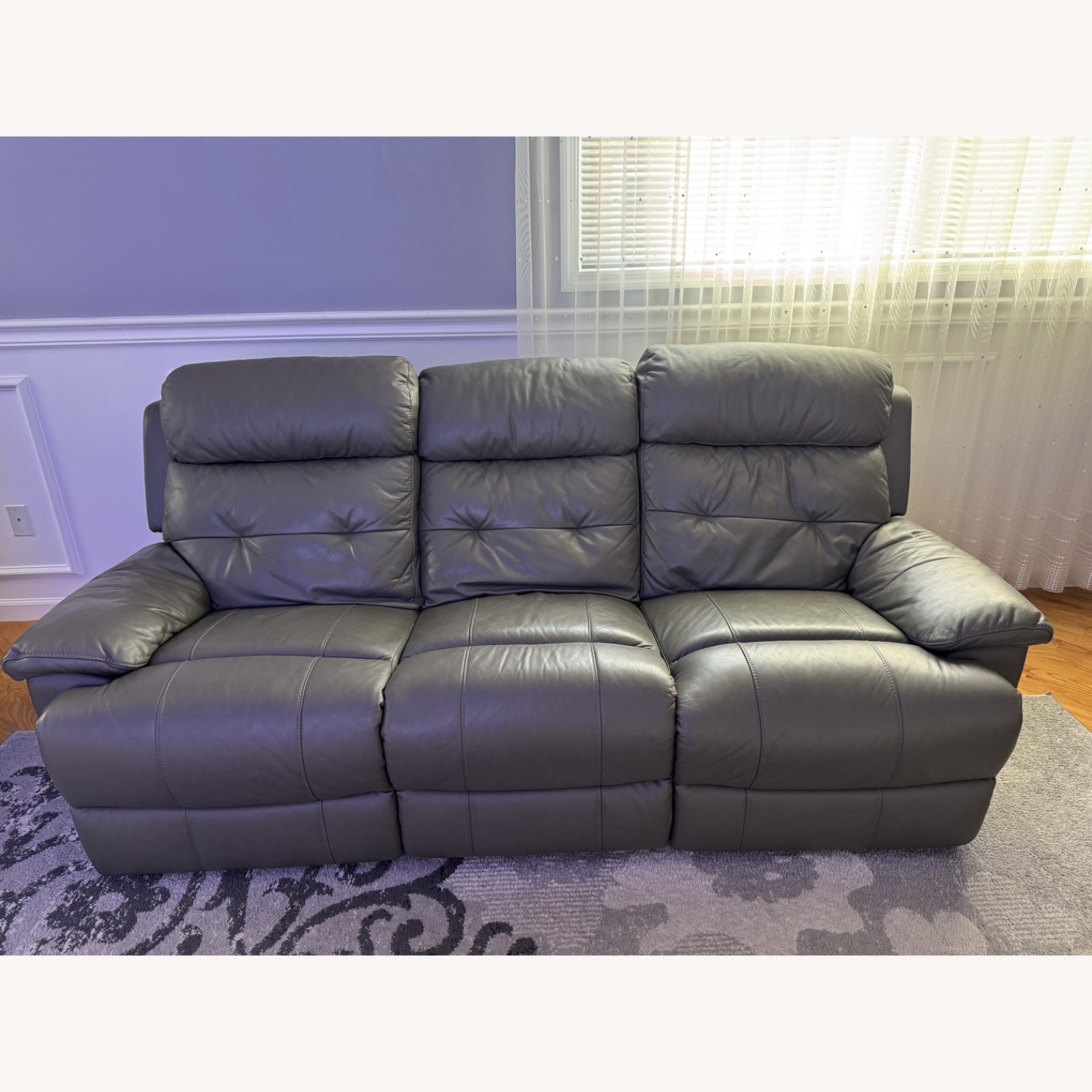Lambent Leather Reclining Sofa (Gray) - image-4