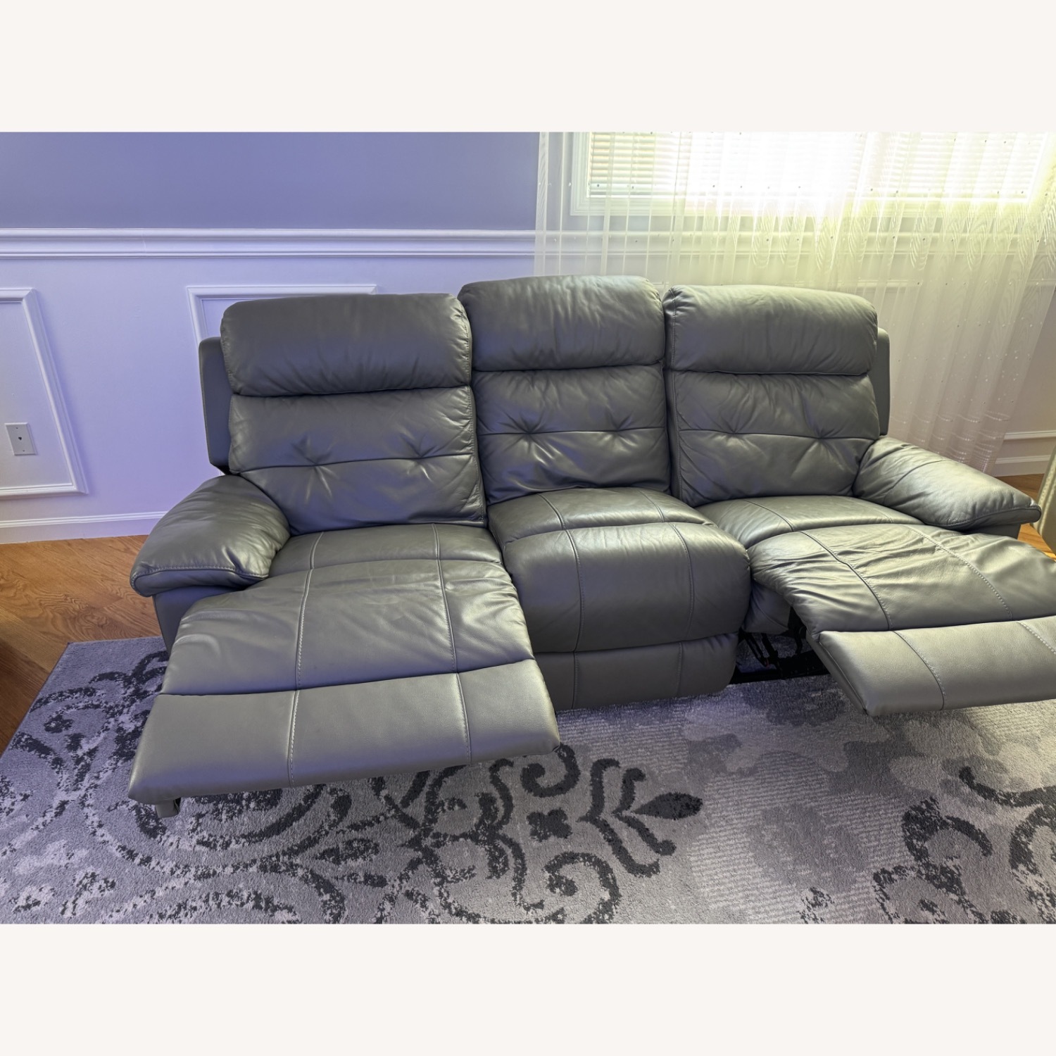 Lambent Leather Reclining Sofa (Gray) - image-2