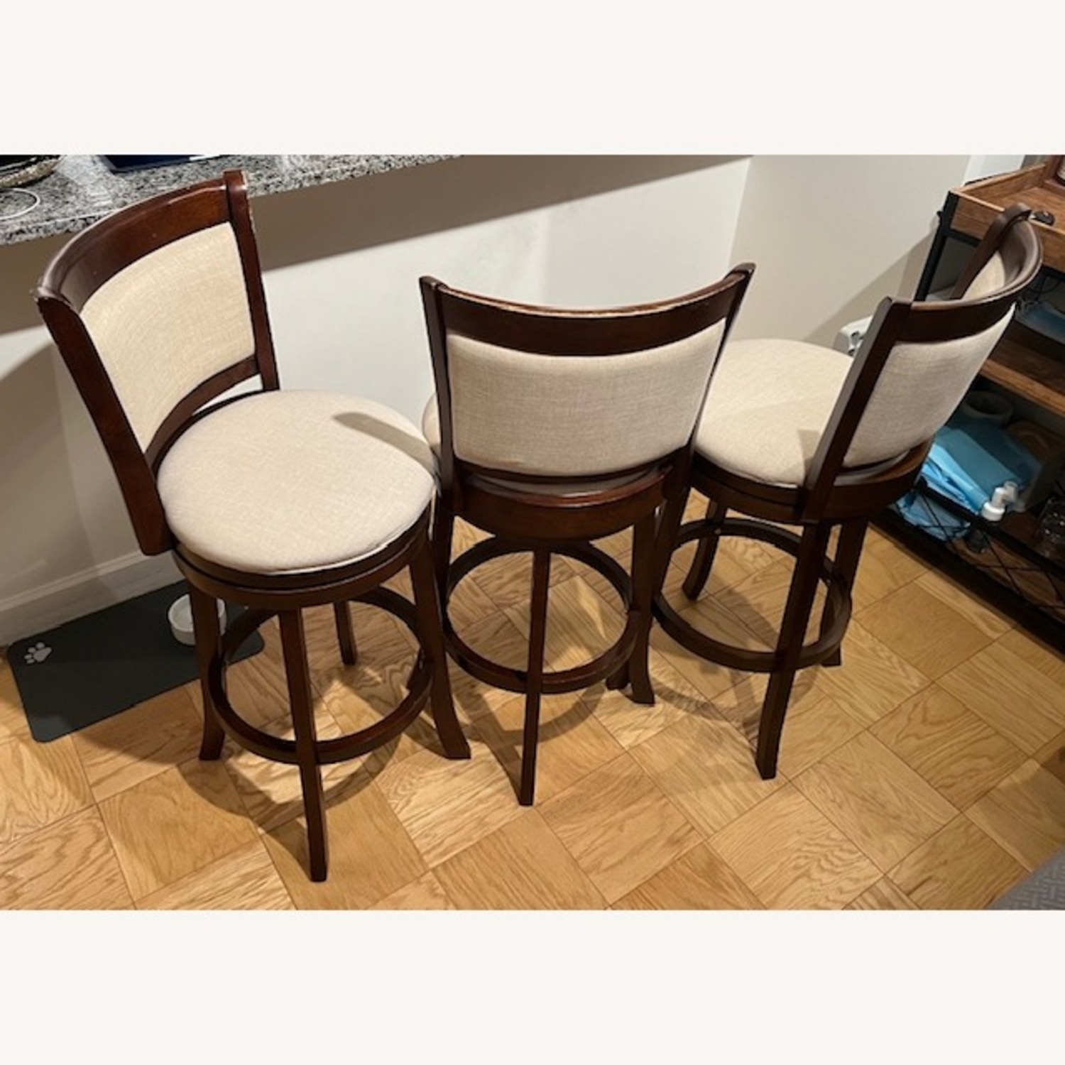 3x BarStools - Verona Panel Back Linen Swivel 29" - image-2