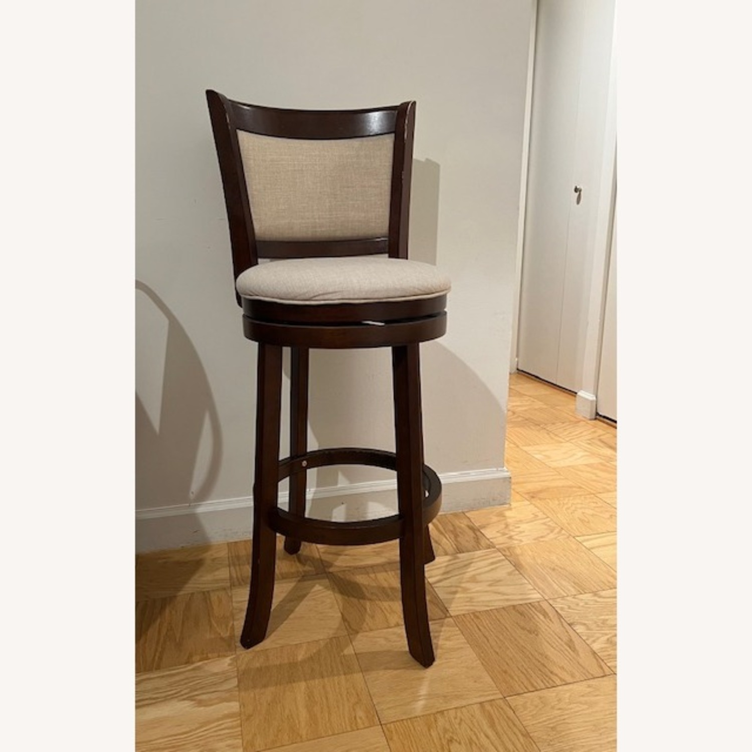 3x BarStools - Verona Panel Back Linen Swivel 29" - image-1