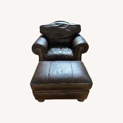 Used Hickory Chair Leather Armchair and Ottoman for sale on AptDeco