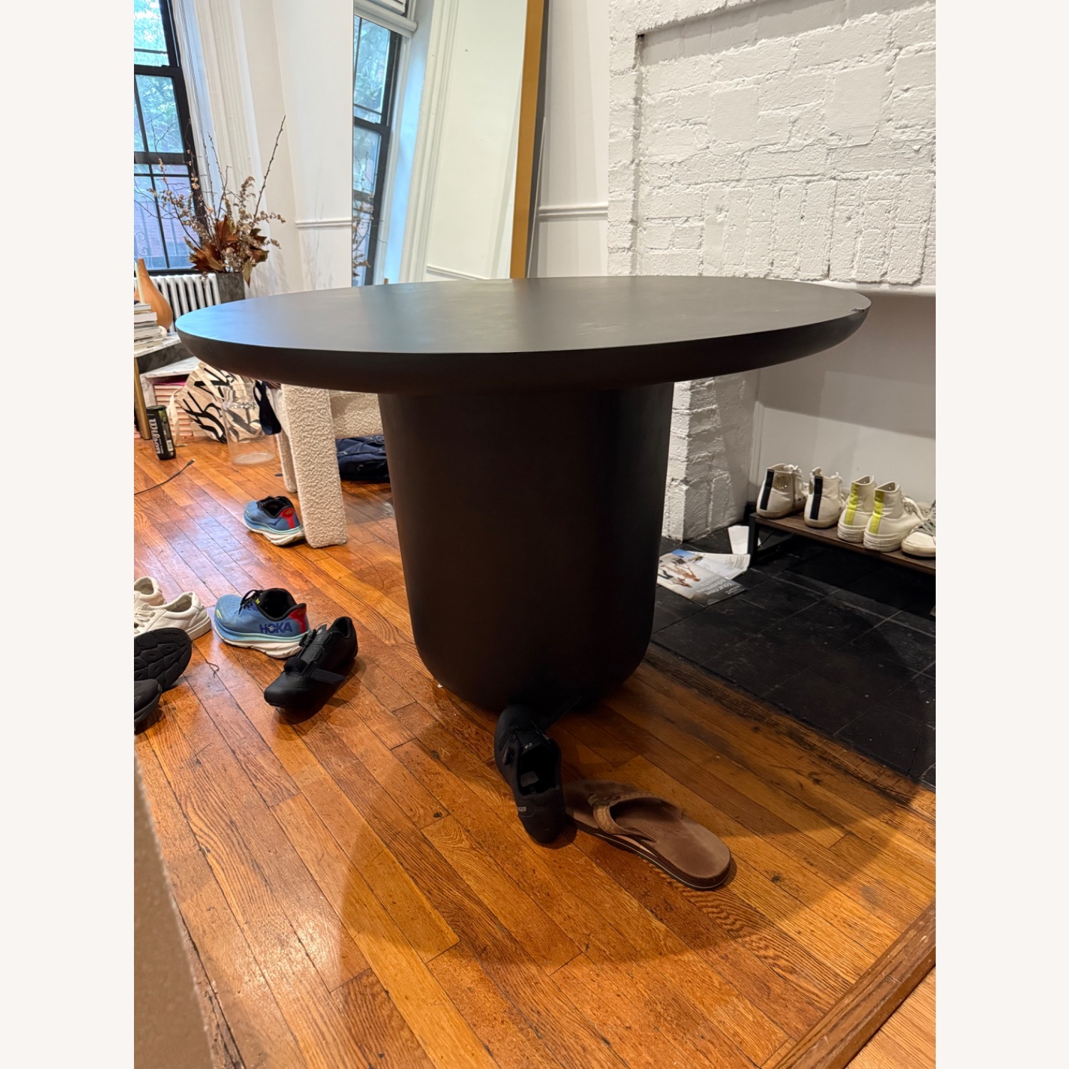 CB2 Lola 45" Round Black Concrete Dining Table - image-2