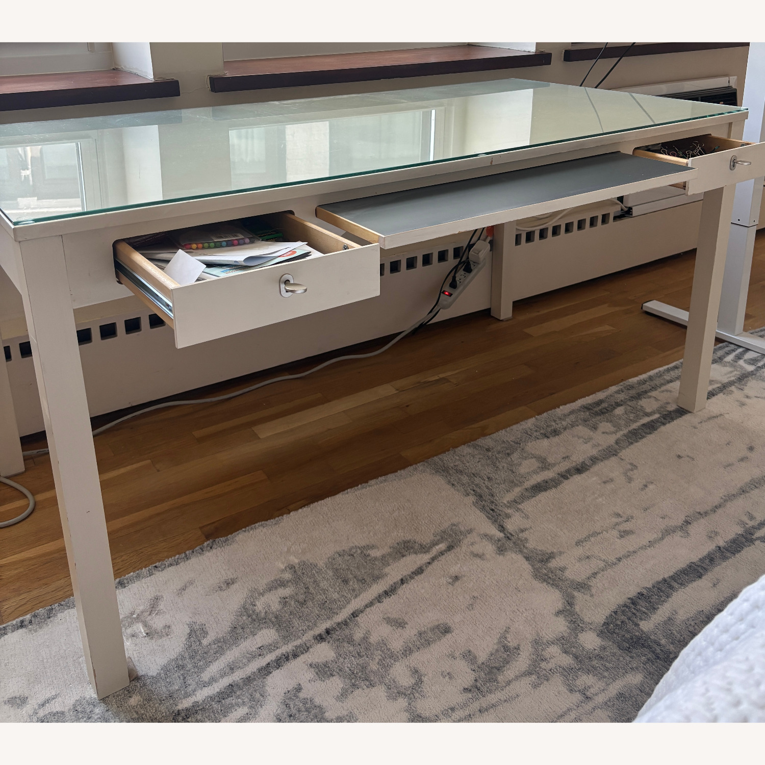 IKEA Custom VIKA Desk – Solid Wood & Glass Top - image-2