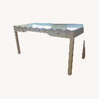 IKEA Custom VIKA Desk – Solid Wood & Glass Top