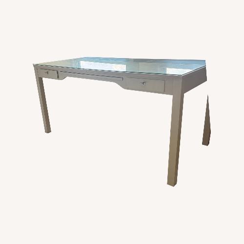 Used IKEA Custom VIKA Desk – Solid Wood & Glass Top for sale on AptDeco