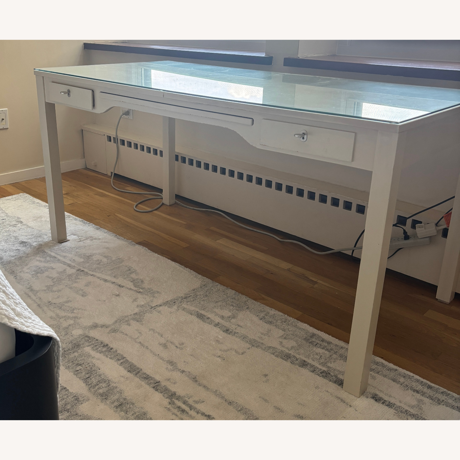 IKEA Custom VIKA Desk – Solid Wood & Glass Top - image-1