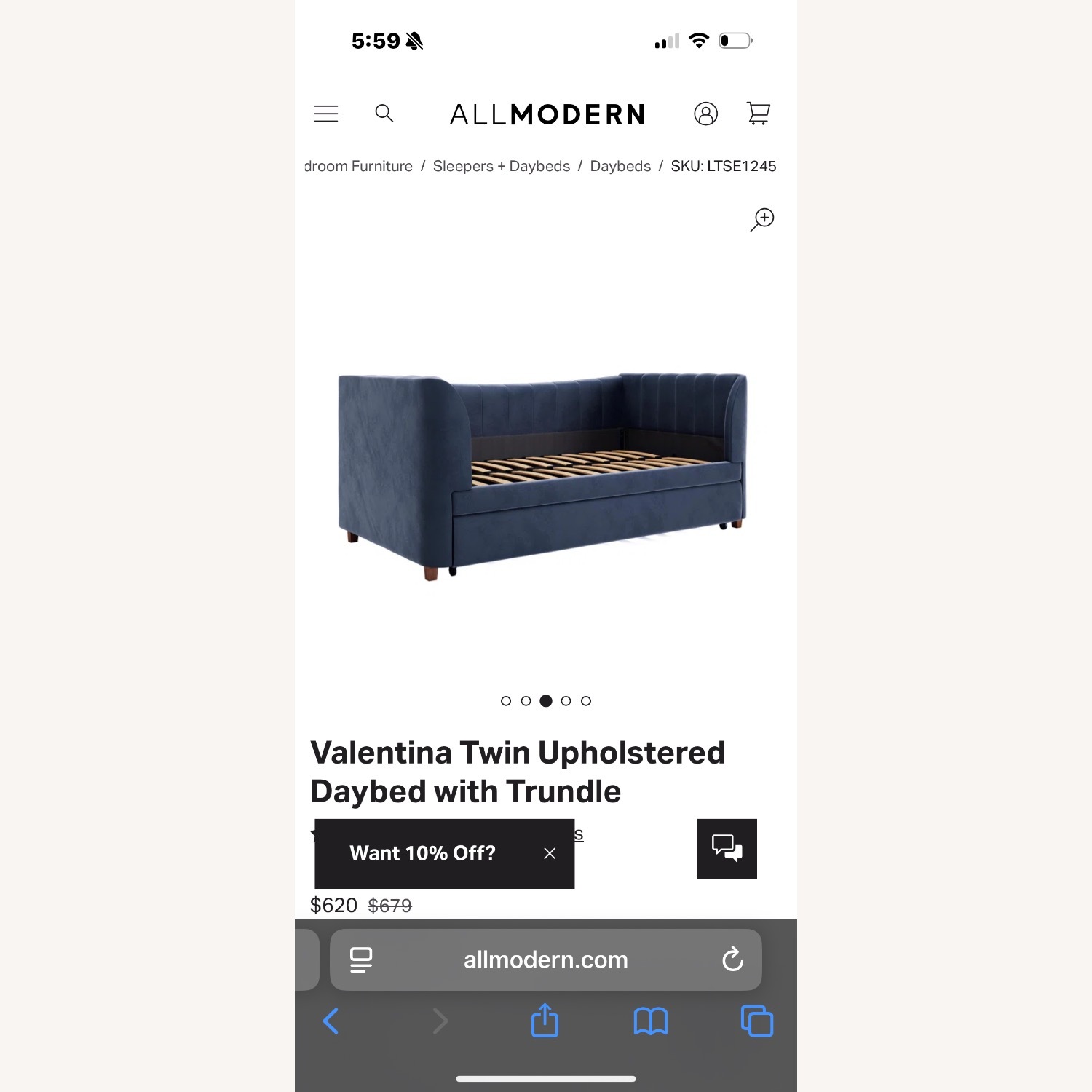 AllModern Valentina Velvet Daybed with Trundle - image-4