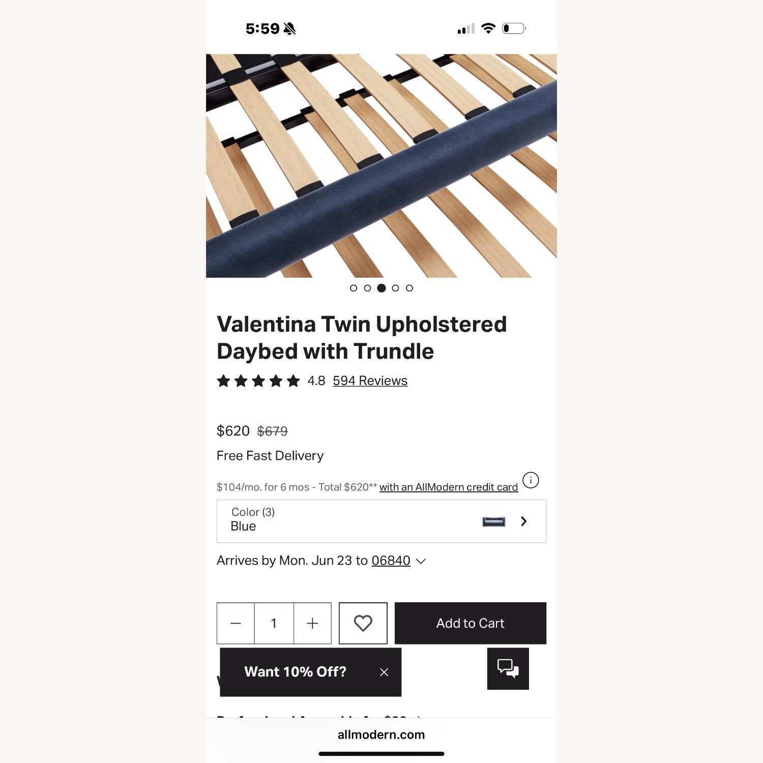 AllModern Valentina Velvet Daybed with Trundle - image-1