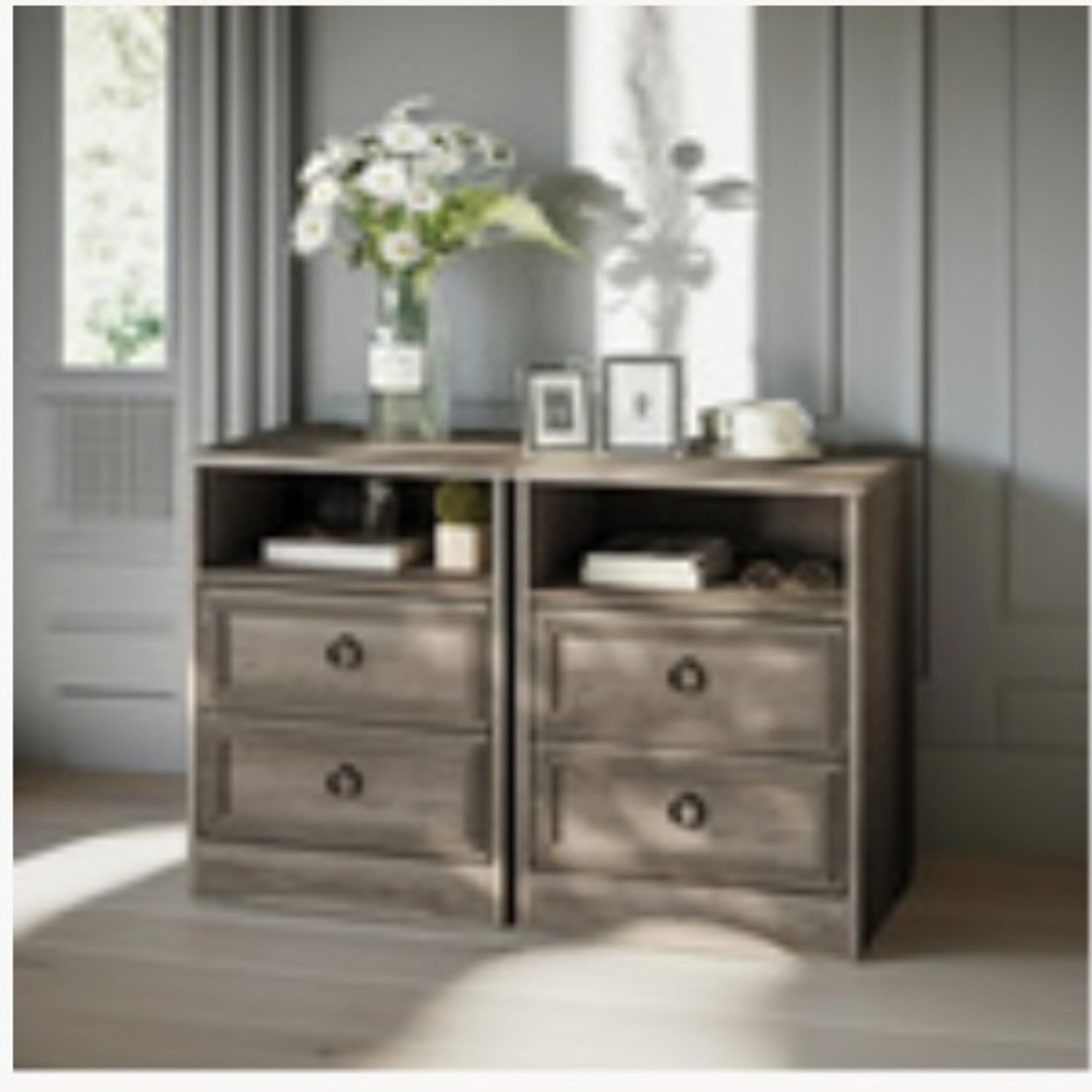 Gray Faux Wood Nightstand - image-1