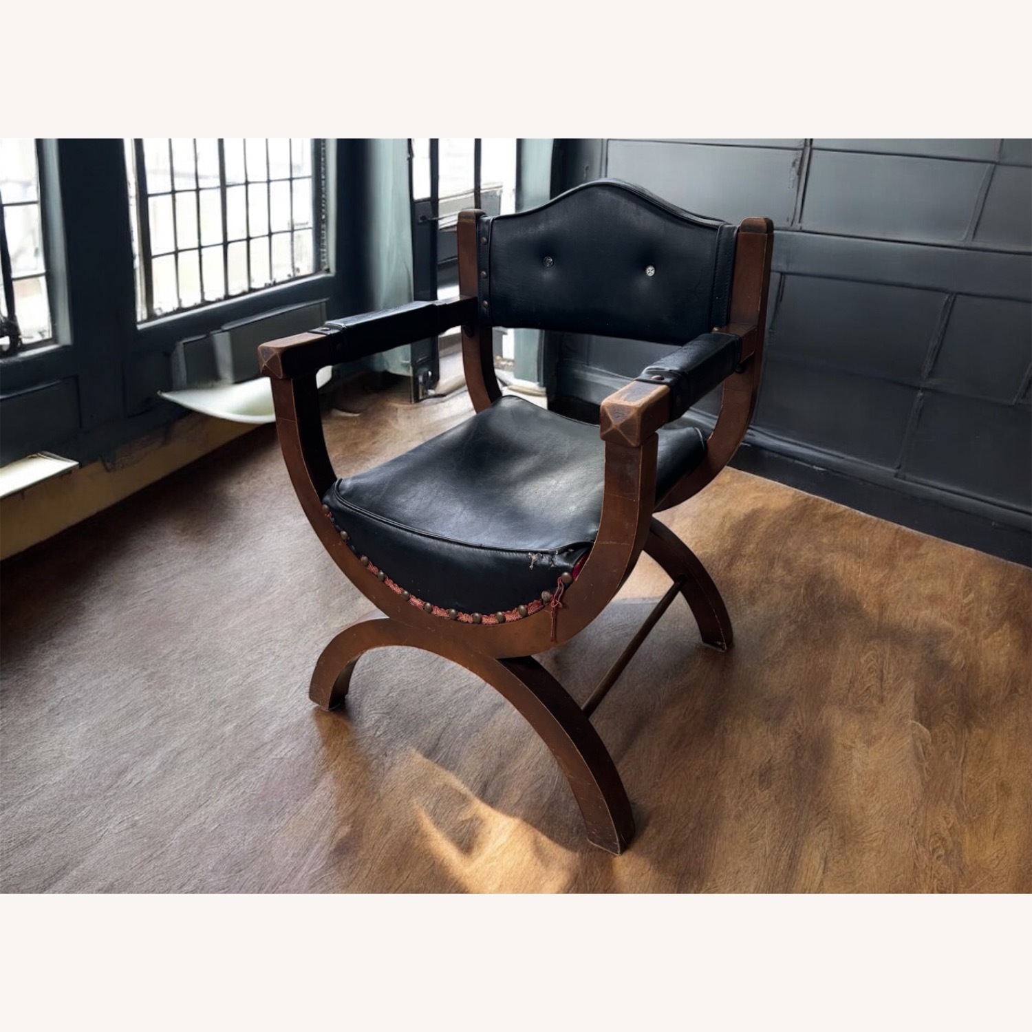 Vintage Artisan Curule Chair A Statement Piece - image-3