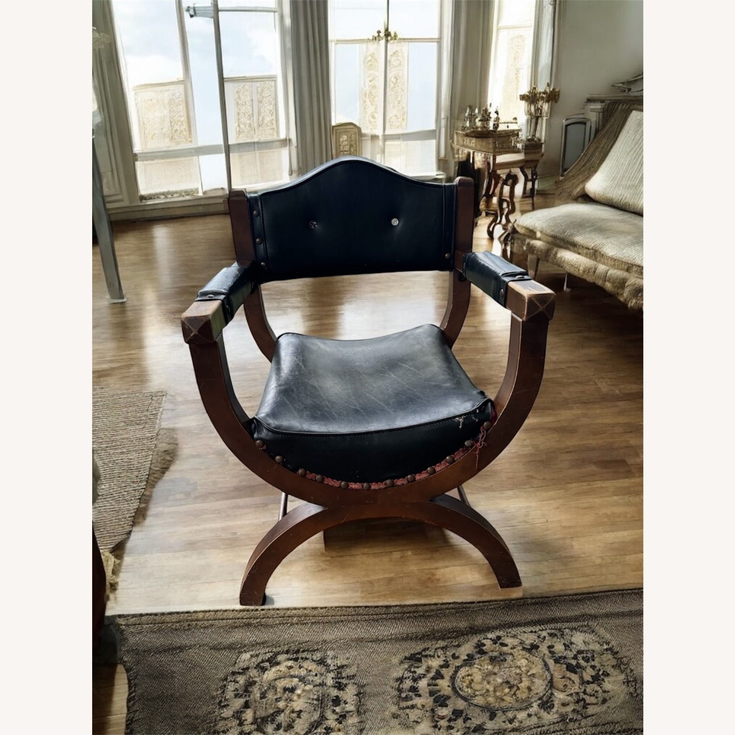 Vintage Artisan Curule Chair A Statement Piece - image-1