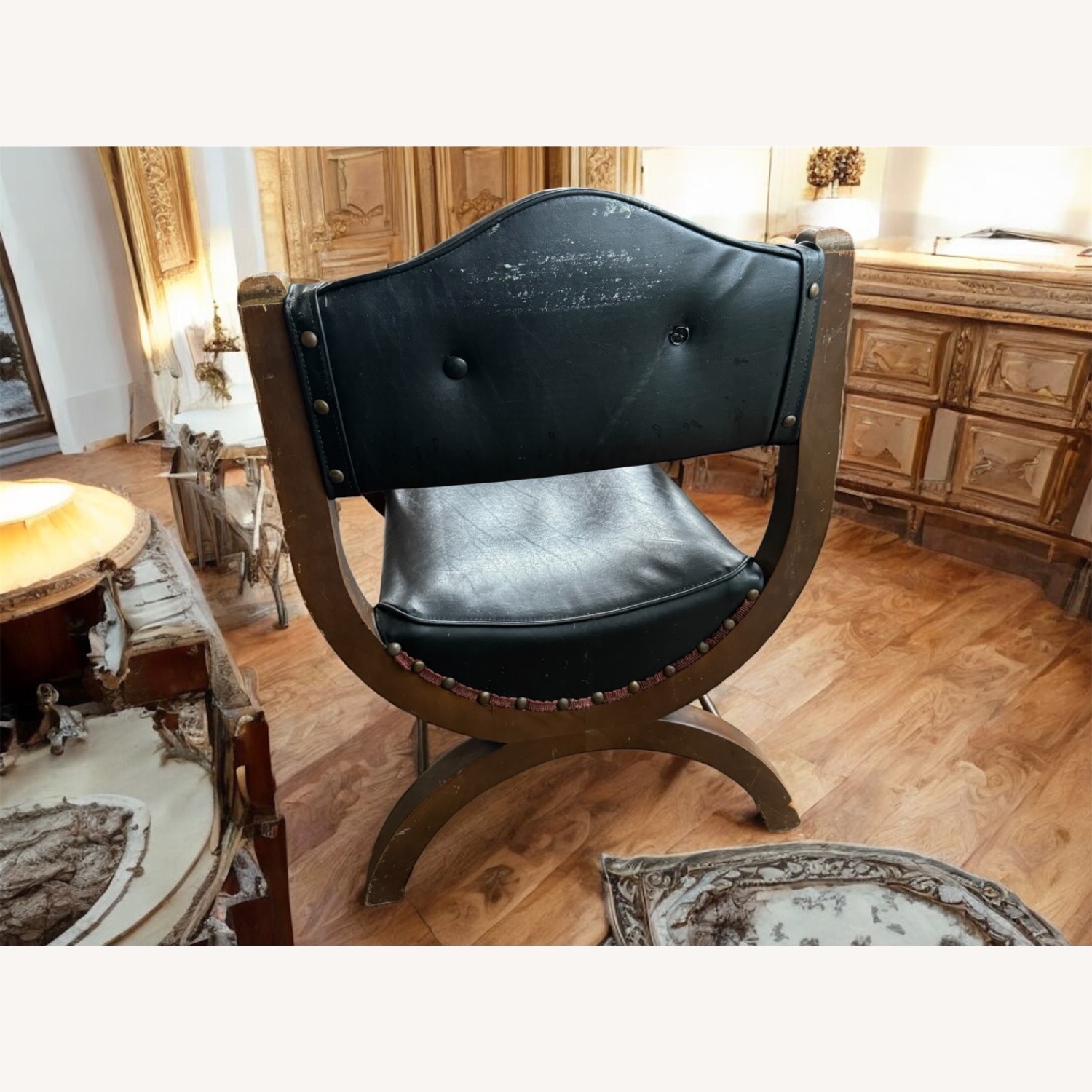 Vintage Artisan Curule Chair A Statement Piece - image-5