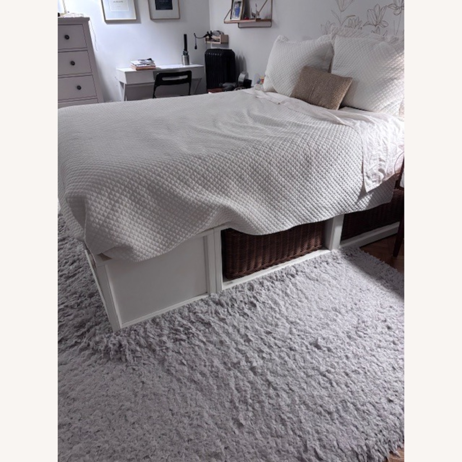 Pottery Barn Stratton Queen Bed Platform with Basket Storage - image-2