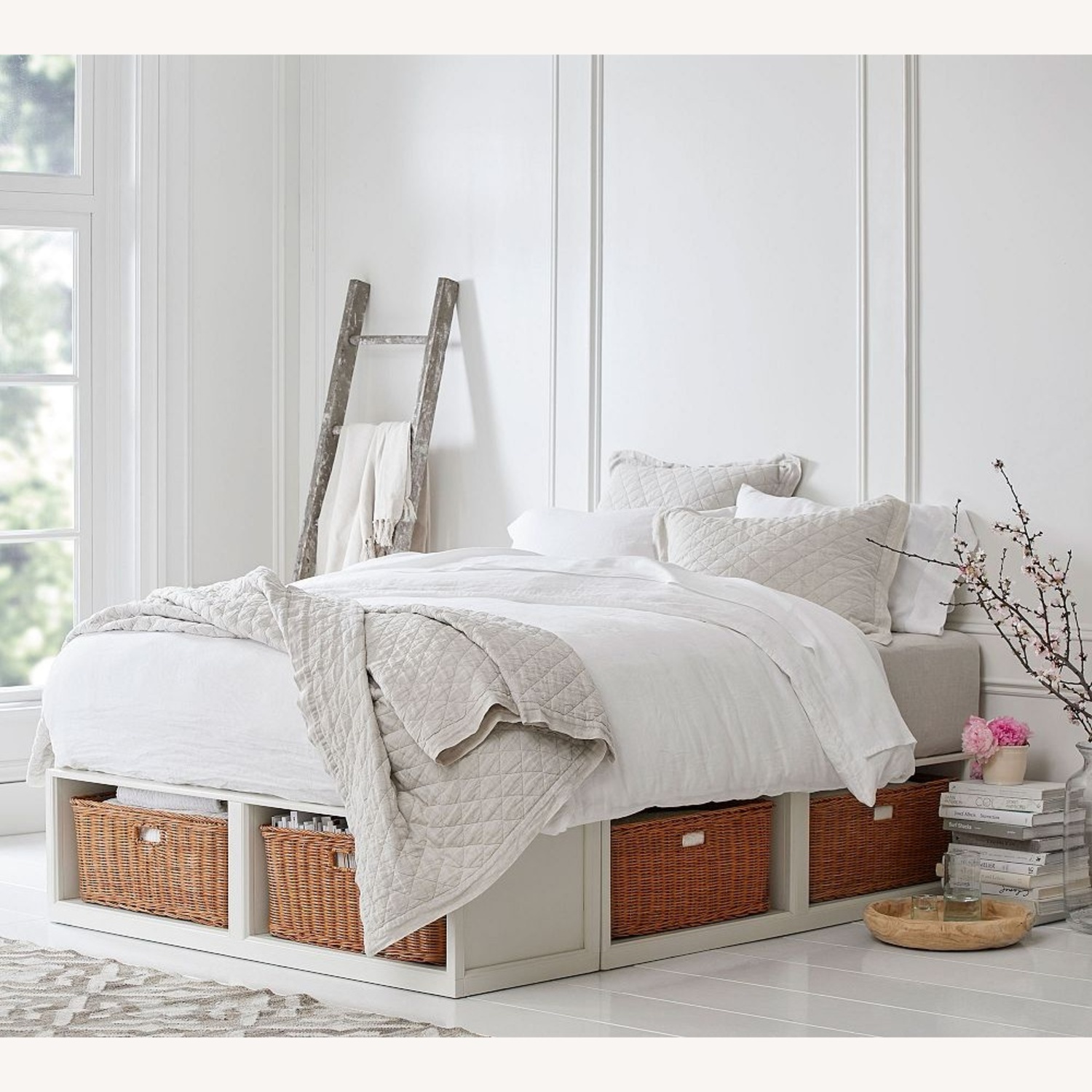 Pottery Barn Stratton Queen Bed Platform with Basket Storage - image-4