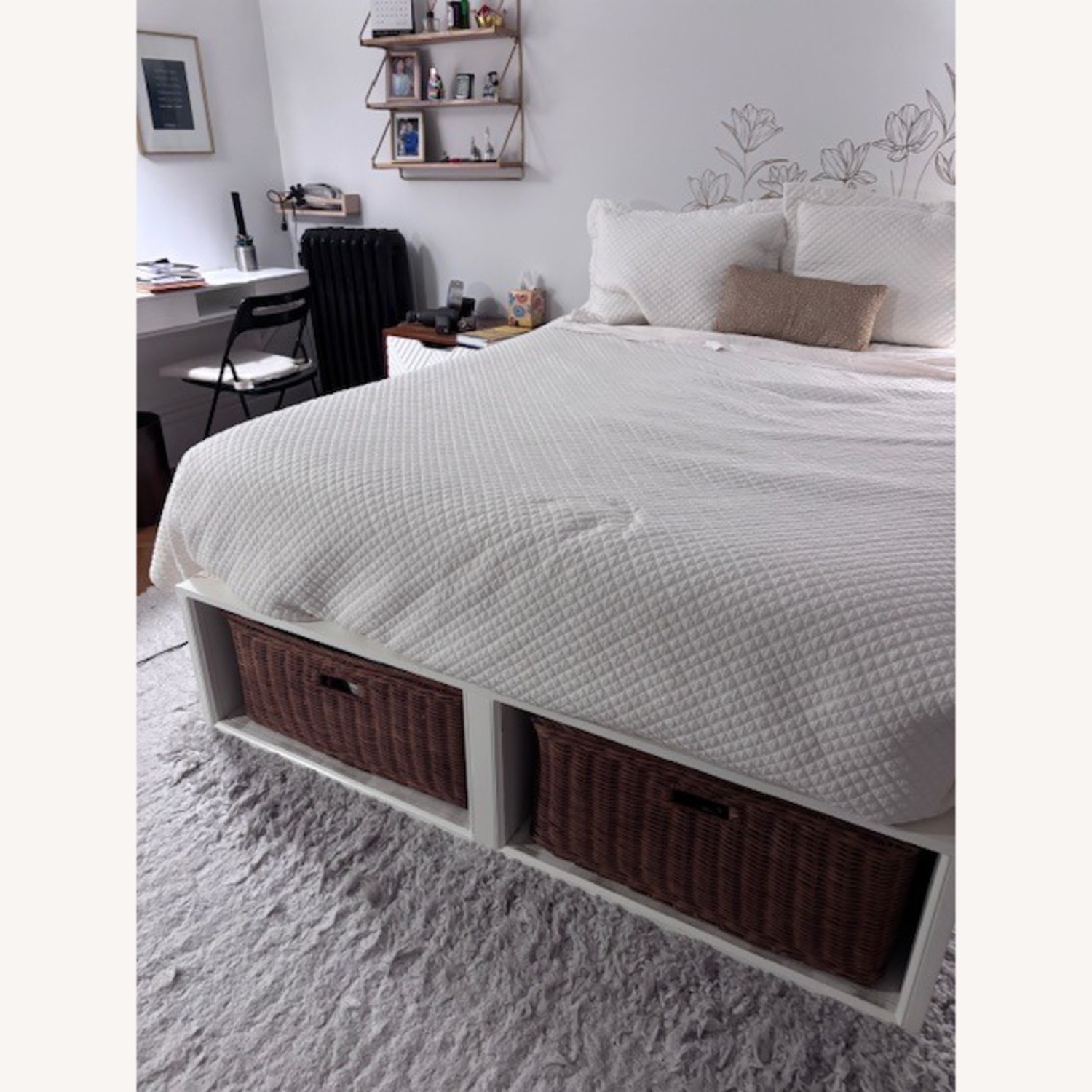Pottery Barn Stratton Queen Bed Platform with Basket Storage - image-1
