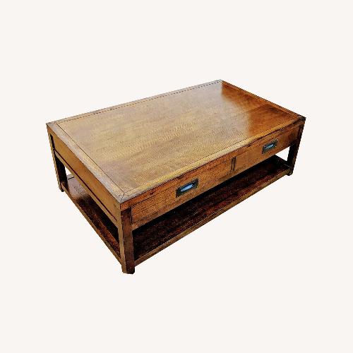 Used Transitional Coffee Table - 4 Drwr: Dark Oak for sale on AptDeco