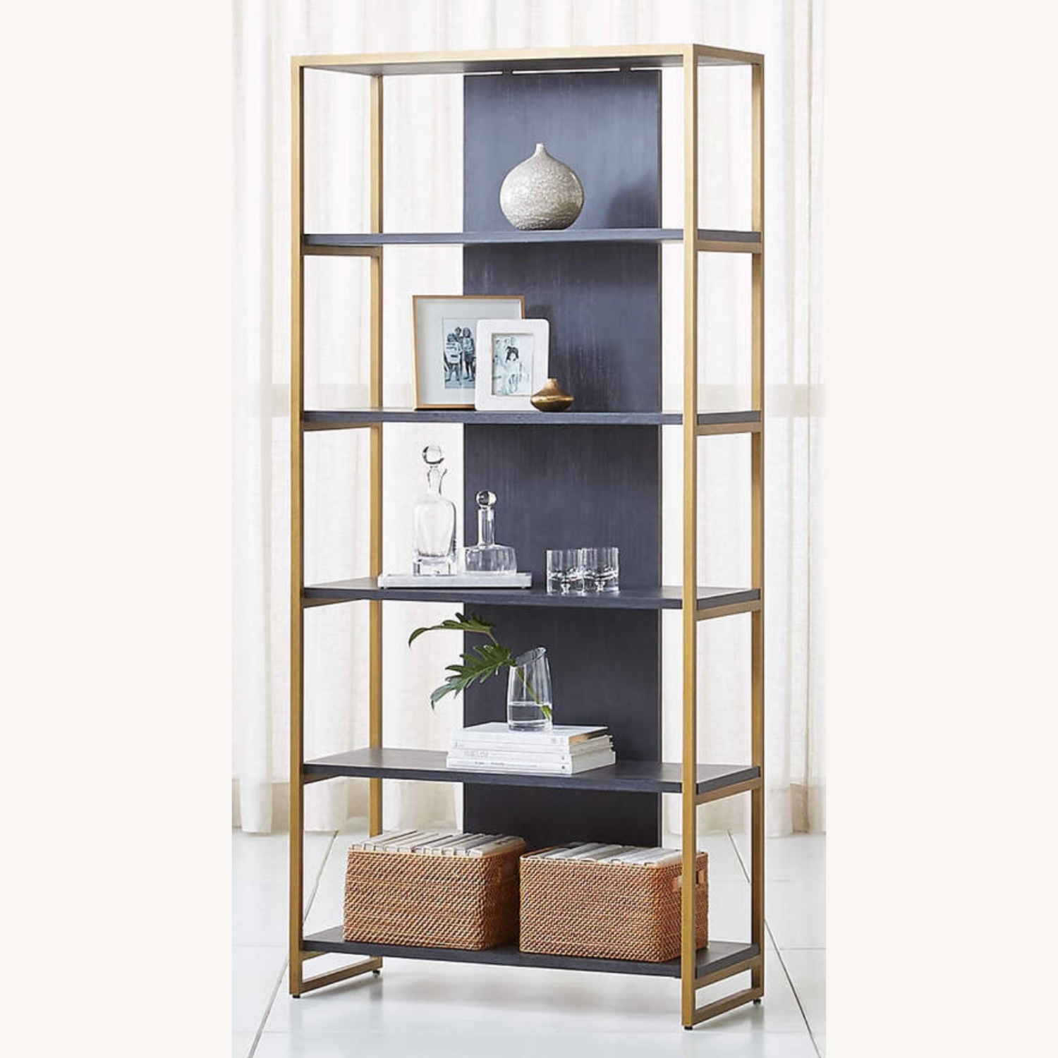Crate & Barrel Oxford Black Wood Bookcase - image-2