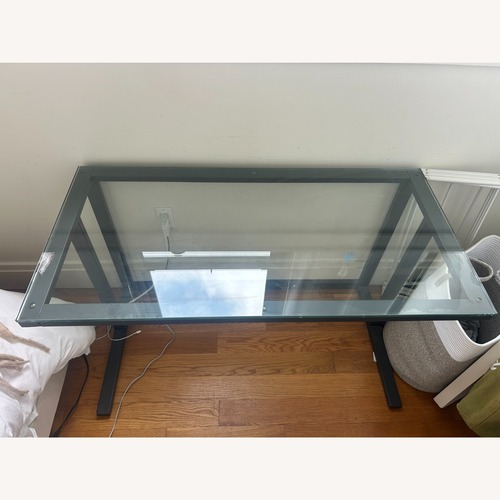 Used Crate & Barrel Pilsen Graphite Desk with Glass for sale on AptDeco