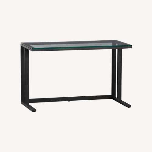 Used Crate & Barrel Pilsen Graphite Desk with Glass for sale on AptDeco