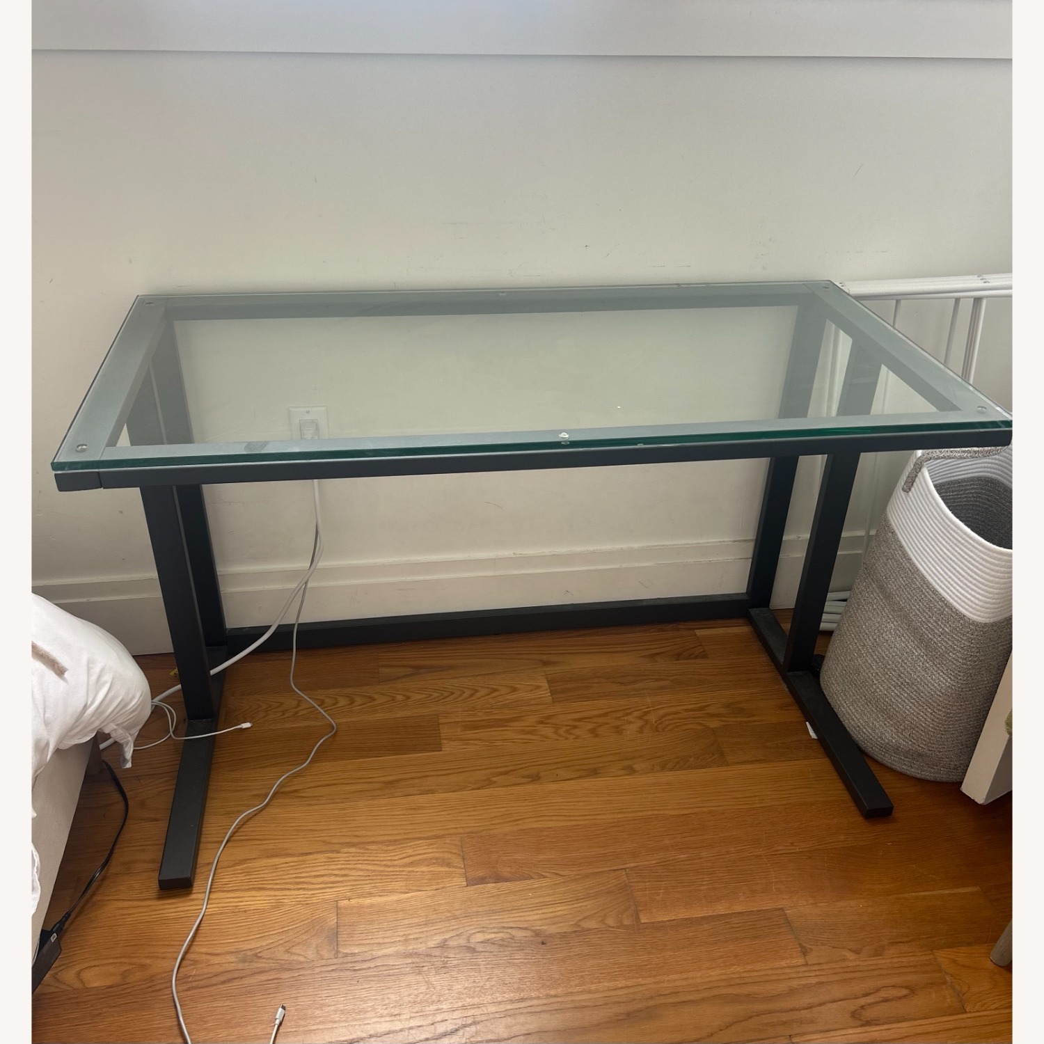 Crate & Barrel Pilsen Graphite Desk with Glass - AptDeco