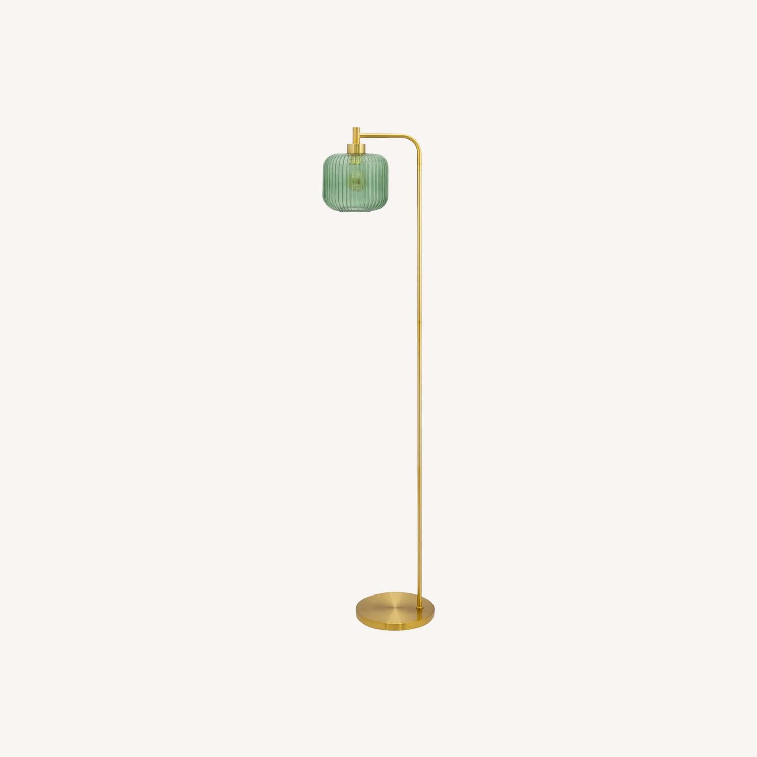 Wayfair Gracieleigh 63" Gold and Green Arched Floor Lamp - image-0