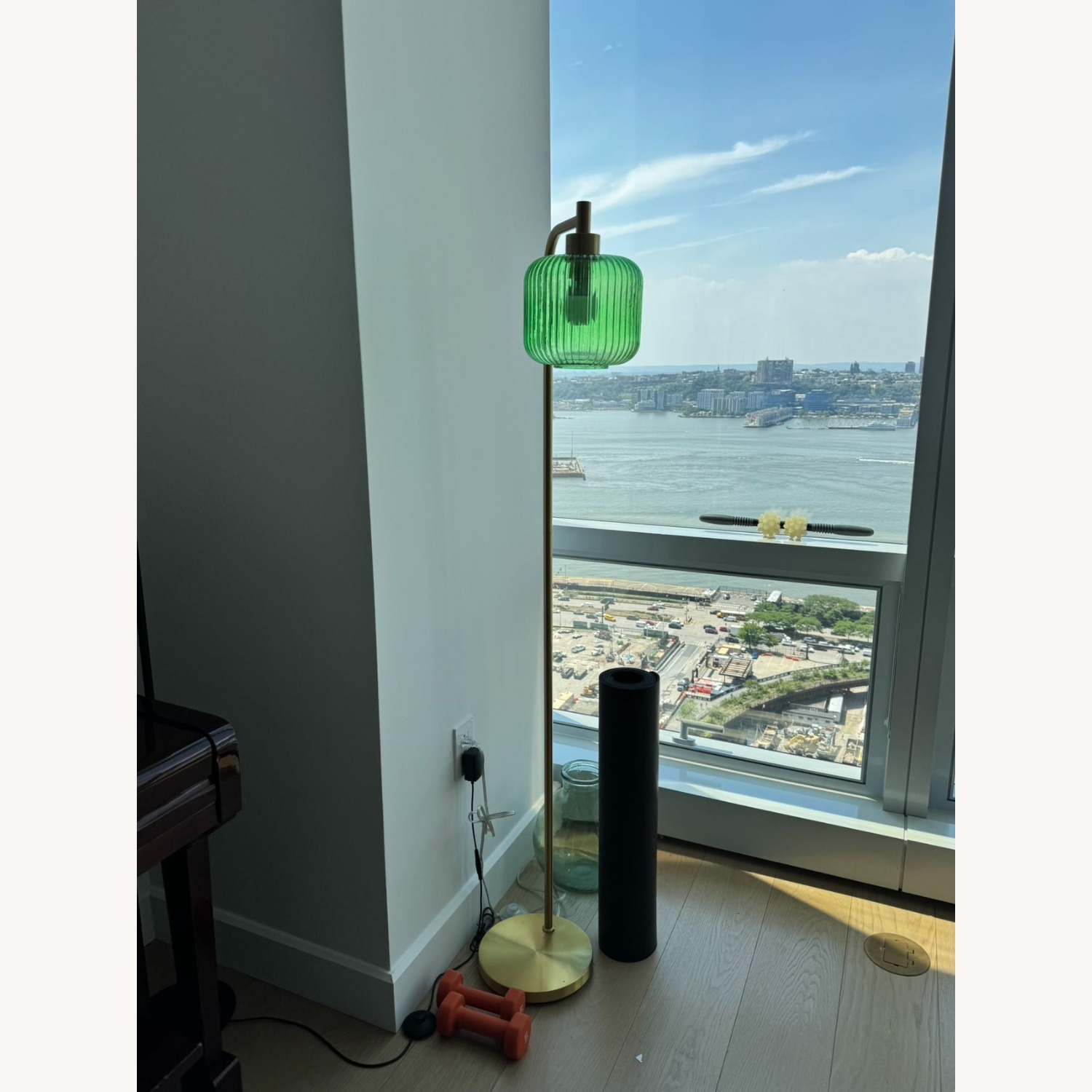 Wayfair Gracieleigh 63" Gold and Green Arched Floor Lamp - image-1