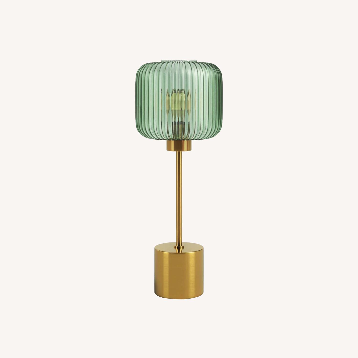 Wayfair Gracieleigh Gold and Green Metal Table Lamp - image-0