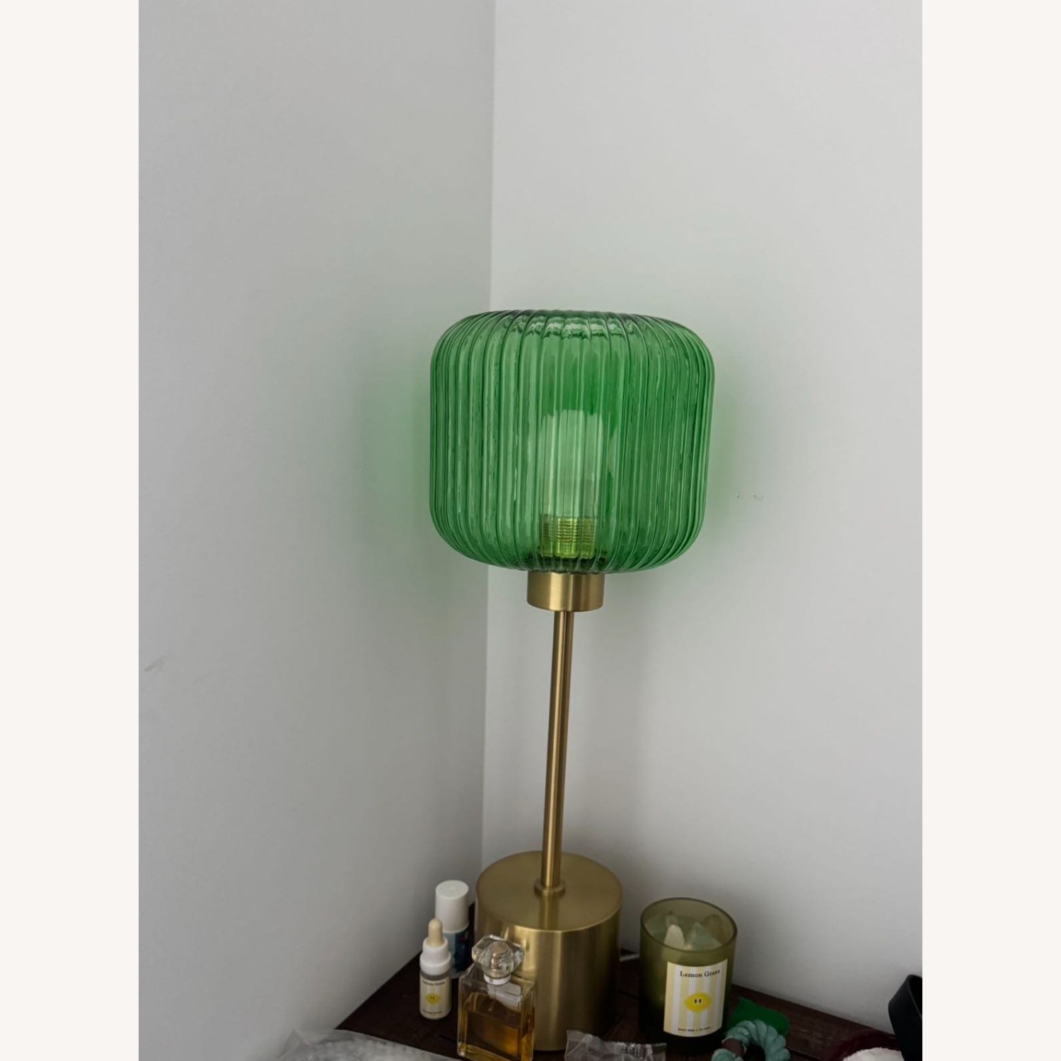 Wayfair Gracieleigh Gold and Green Metal Table Lamp - image-1