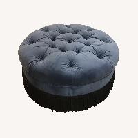 Custom Round Tufted Fringe Lined Ottoman 