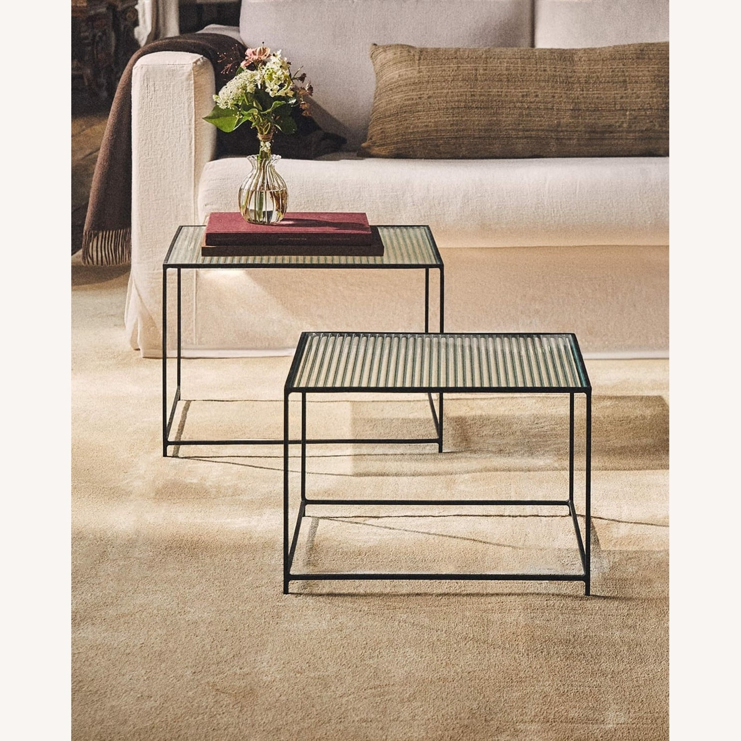 Zara Home Black Metal and Glass Table - AptDeco